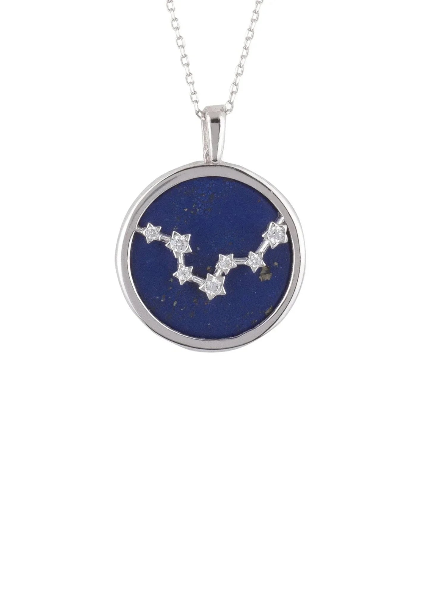 Zodiac Lapis Lazuli Gemstone Star Constellation Pendant Necklace Silver Pisces - LATELITA Necklaces