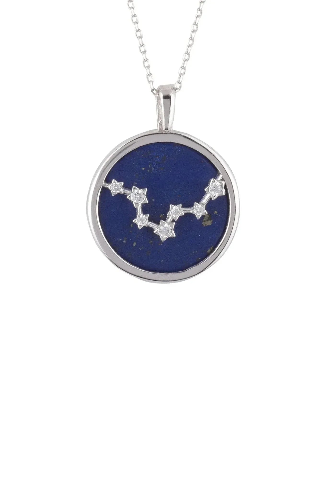 Zodiac Lapis Lazuli Gemstone Star Constellation Pendant Necklace Silver Pisces - LATELITA Necklaces