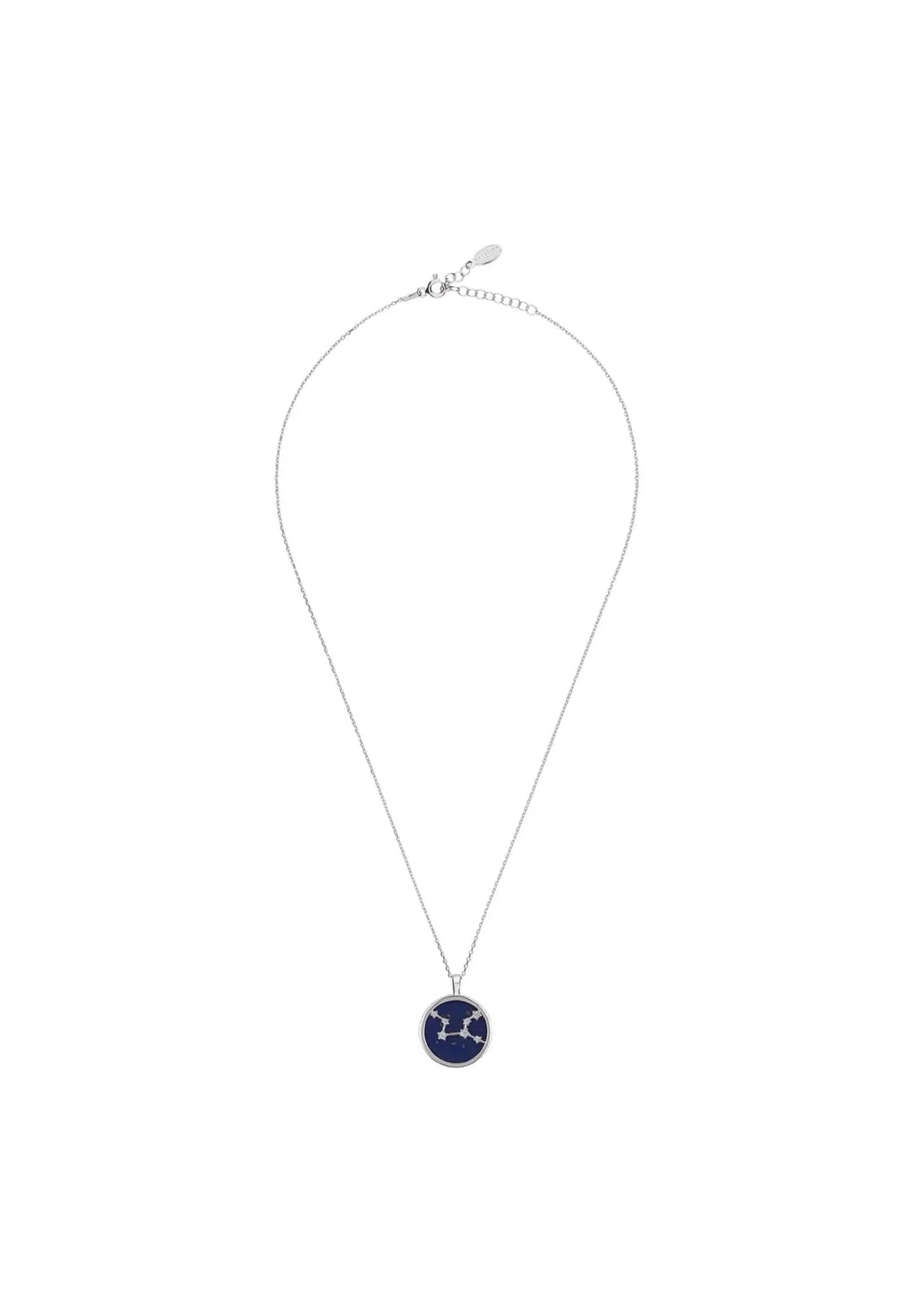 Zodiac Lapis Lazuli Gemstone Star Constellation Pendant Necklace Silver Virgo - LATELITA Necklaces