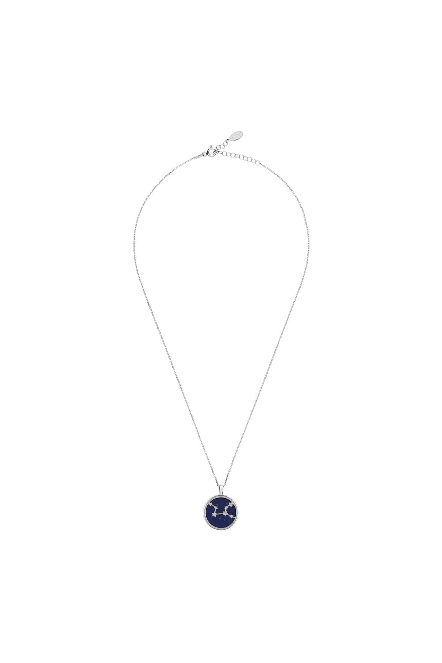 Zodiac Lapis Lazuli Gemstone Star Constellation Pendant Necklace Silver Virgo - LATELITA Necklaces