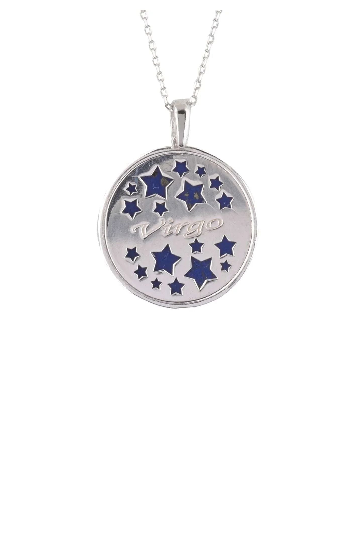 Zodiac Lapis Lazuli Gemstone Star Constellation Pendant Necklace Silver Virgo - LATELITA Necklaces