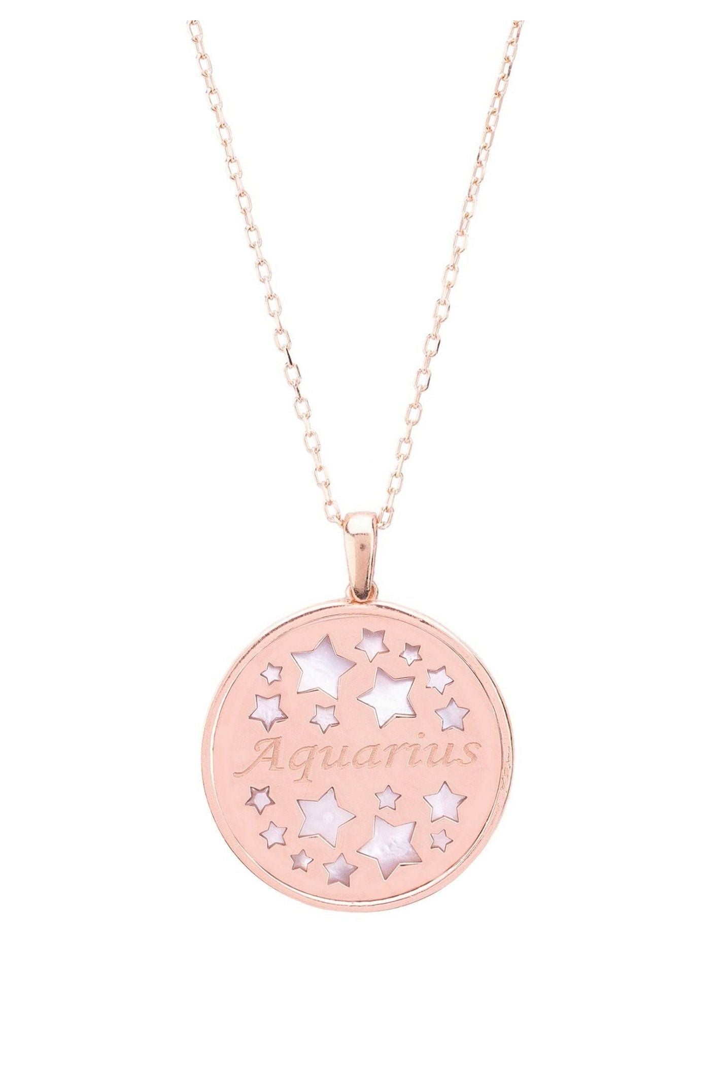 Zodiac Mother Of Pearl Gemstone Star Constellation Pendant Necklace Aquarius - LATELITA Necklaces