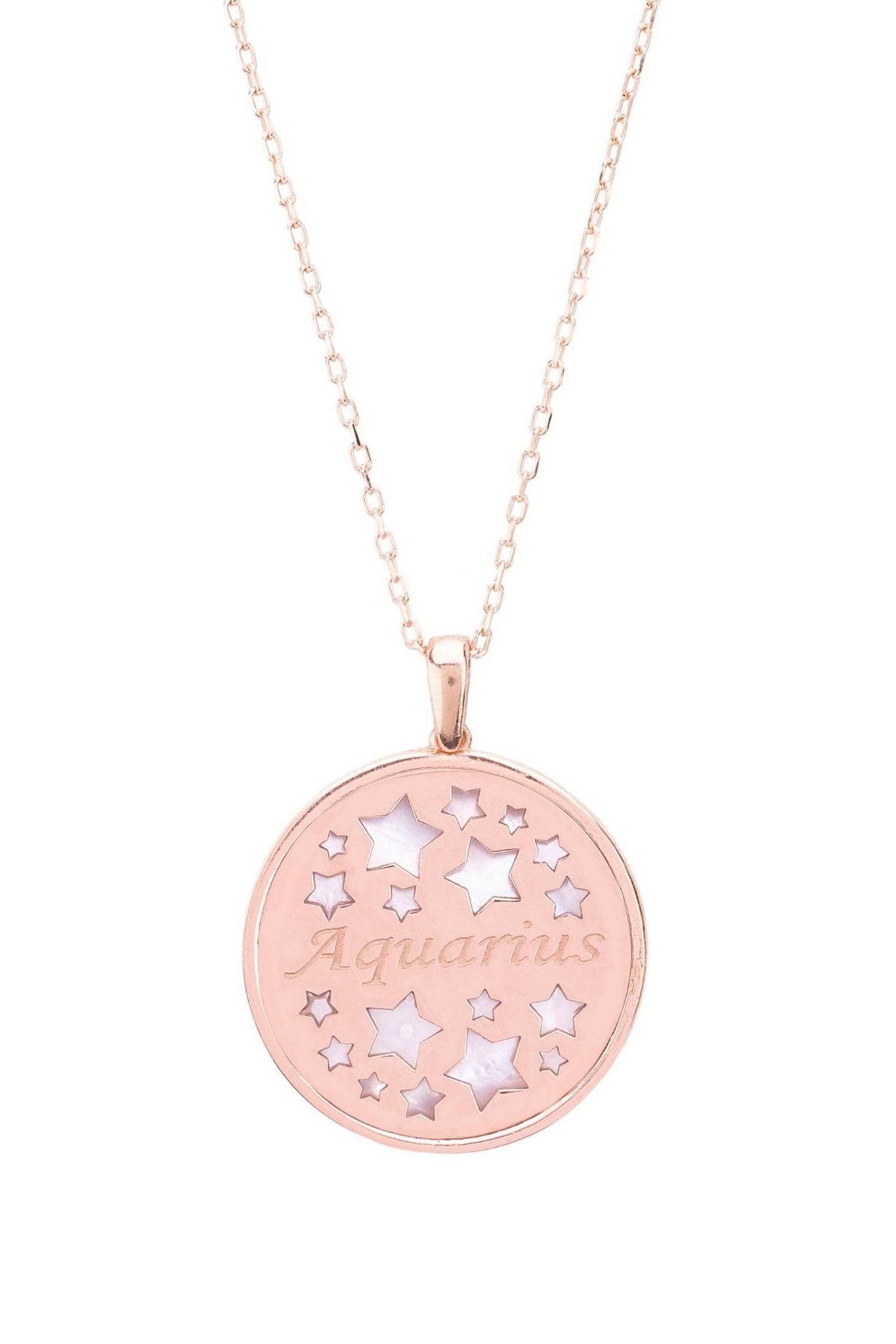 Zodiac Mother Of Pearl Gemstone Star Constellation Pendant Necklace Aquarius - LATELITA Necklaces