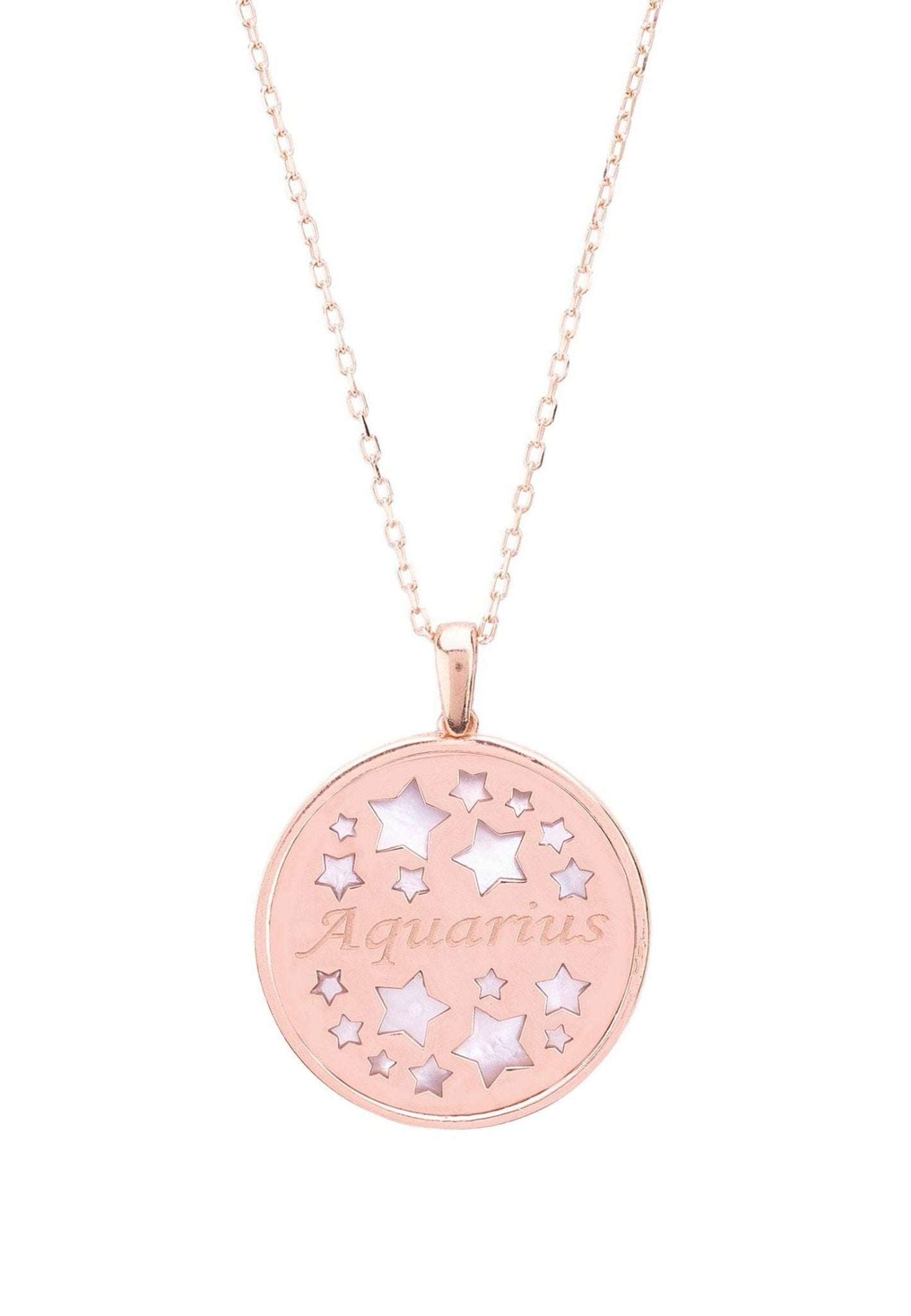 Zodiac Mother Of Pearl Gemstone Star Constellation Pendant Necklace Aquarius - LATELITA Necklaces