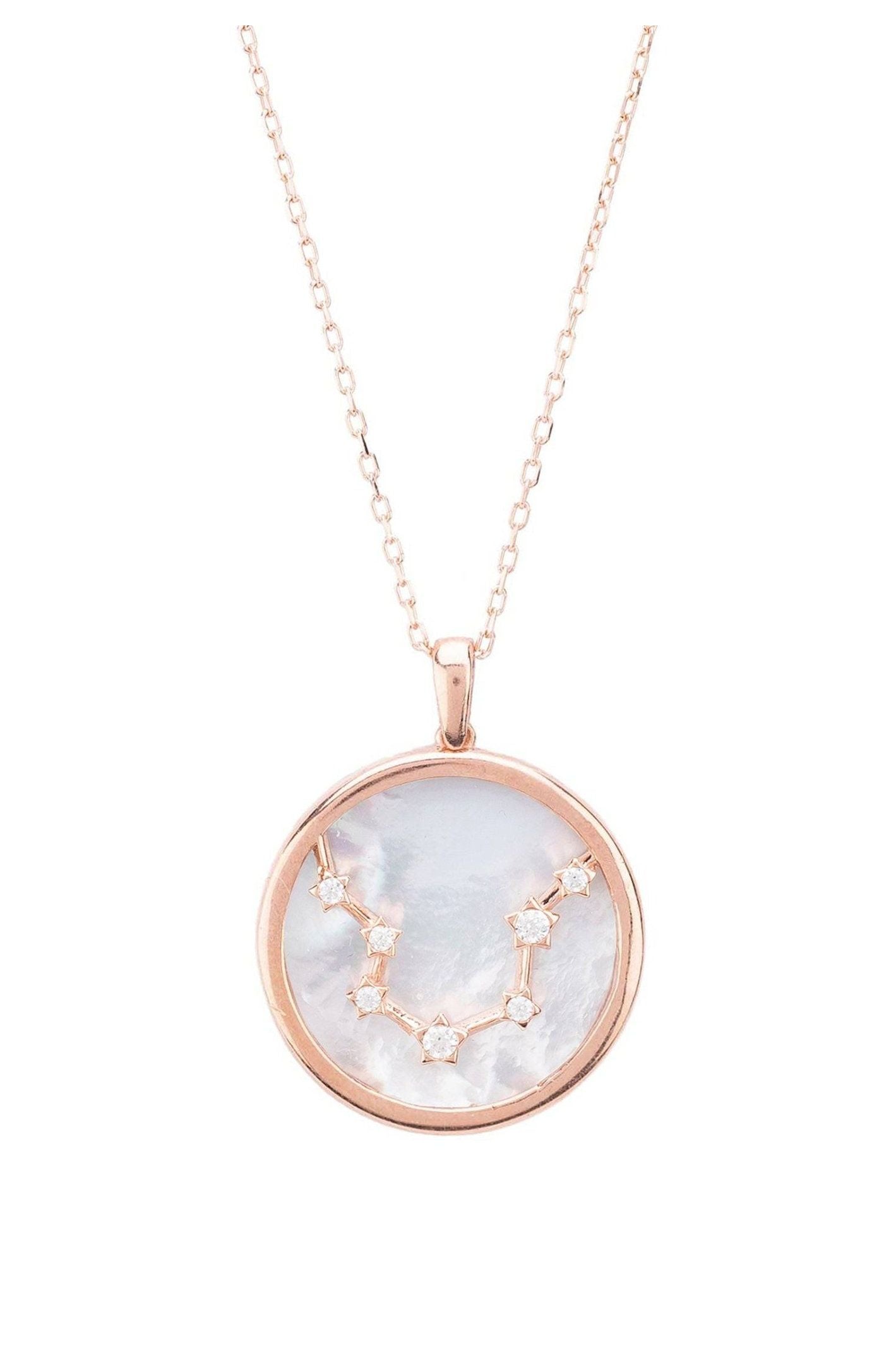 Zodiac Mother Of Pearl Gemstone Star Constellation Pendant Necklace Aquarius - LATELITA Necklaces