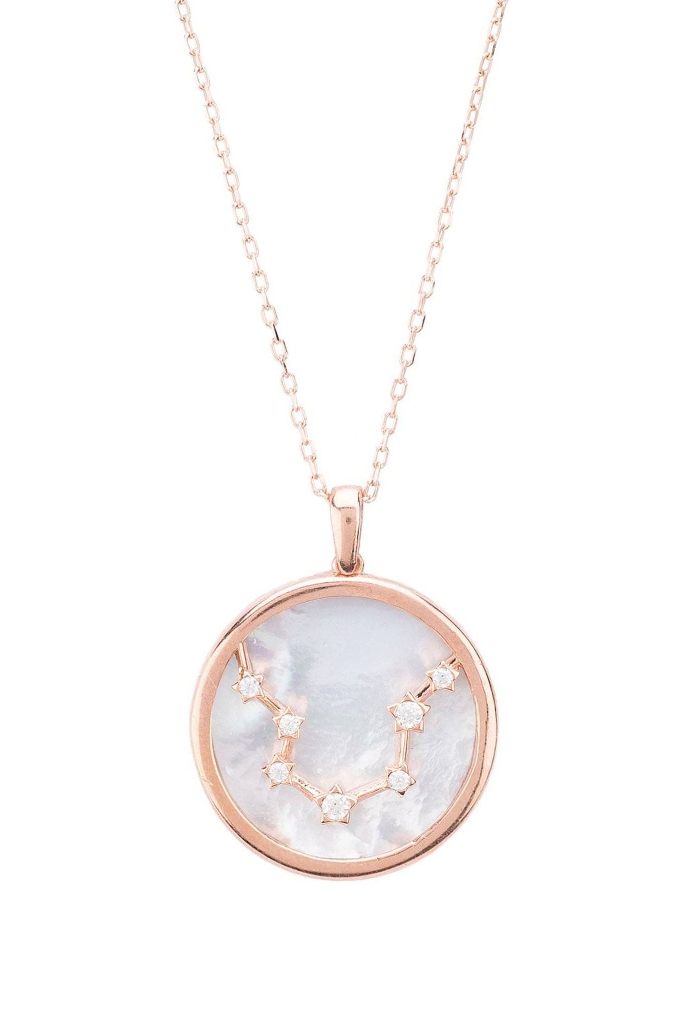 Zodiac Mother Of Pearl Gemstone Star Constellation Pendant Necklace Aquarius - LATELITA Necklaces