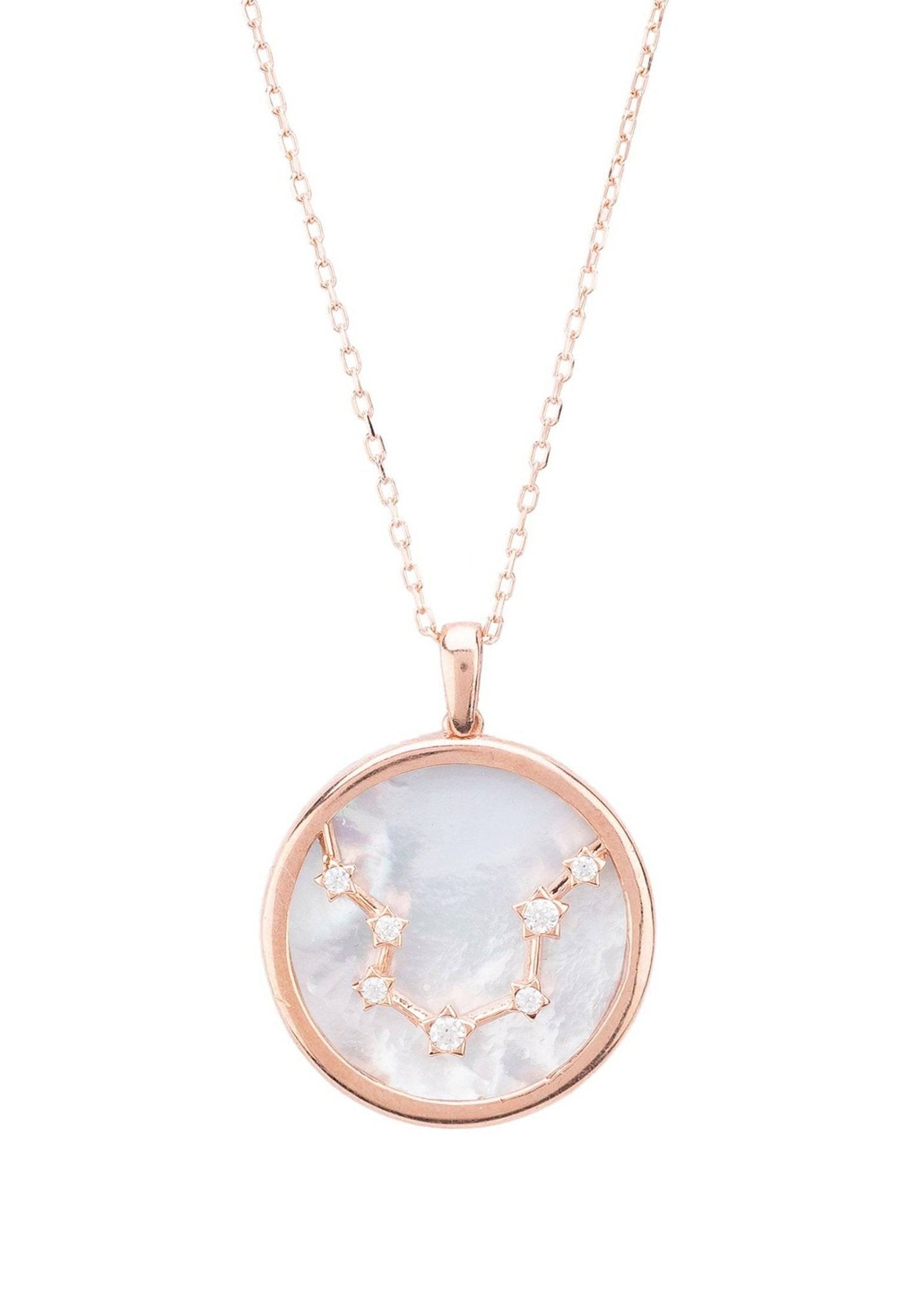 Zodiac Mother Of Pearl Gemstone Star Constellation Pendant Necklace Aquarius - LATELITA Necklaces