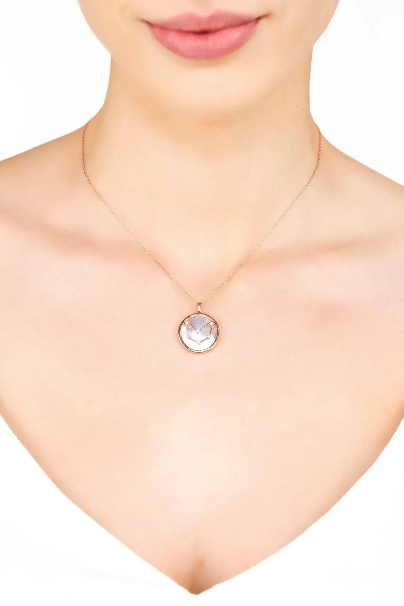 Zodiac Mother Of Pearl Gemstone Star Constellation Pendant Necklace Capricorn - LATELITA Necklaces