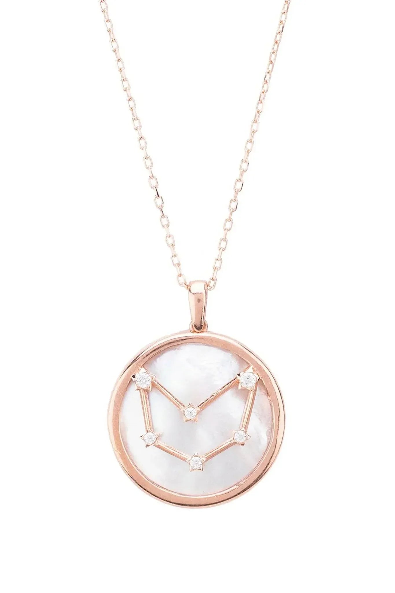 Zodiac Mother Of Pearl Gemstone Star Constellation Pendant Necklace Capricorn - LATELITA Necklaces