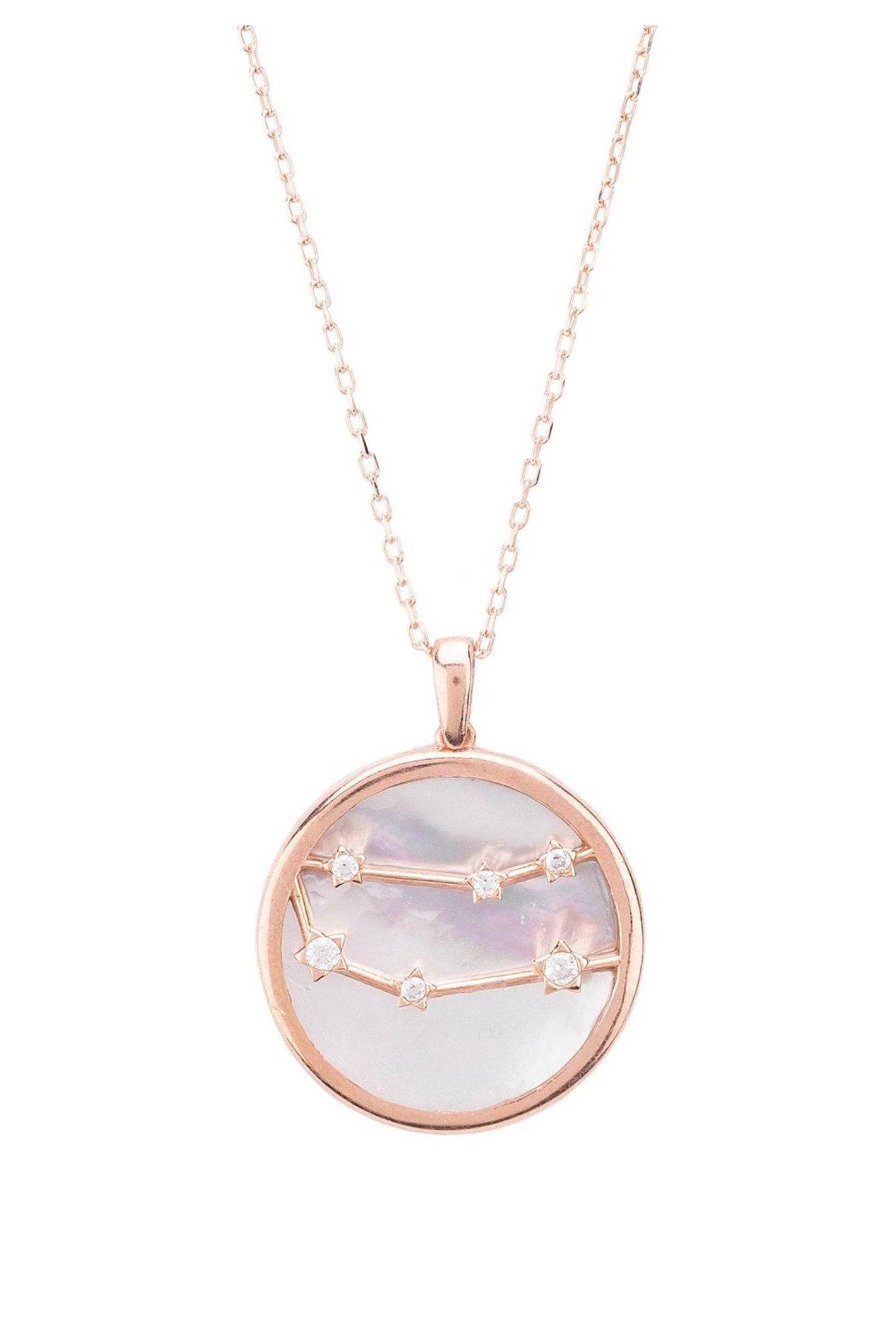 Zodiac Mother Of Pearl Gemstone Star Constellation Pendant Necklace Gemini - LATELITA Necklaces