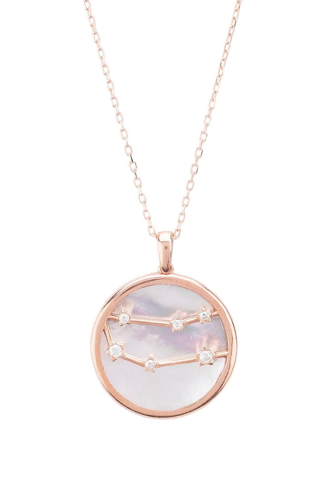 Zodiac Mother Of Pearl Gemstone Star Constellation Pendant Necklace Gemini - LATELITA Necklaces