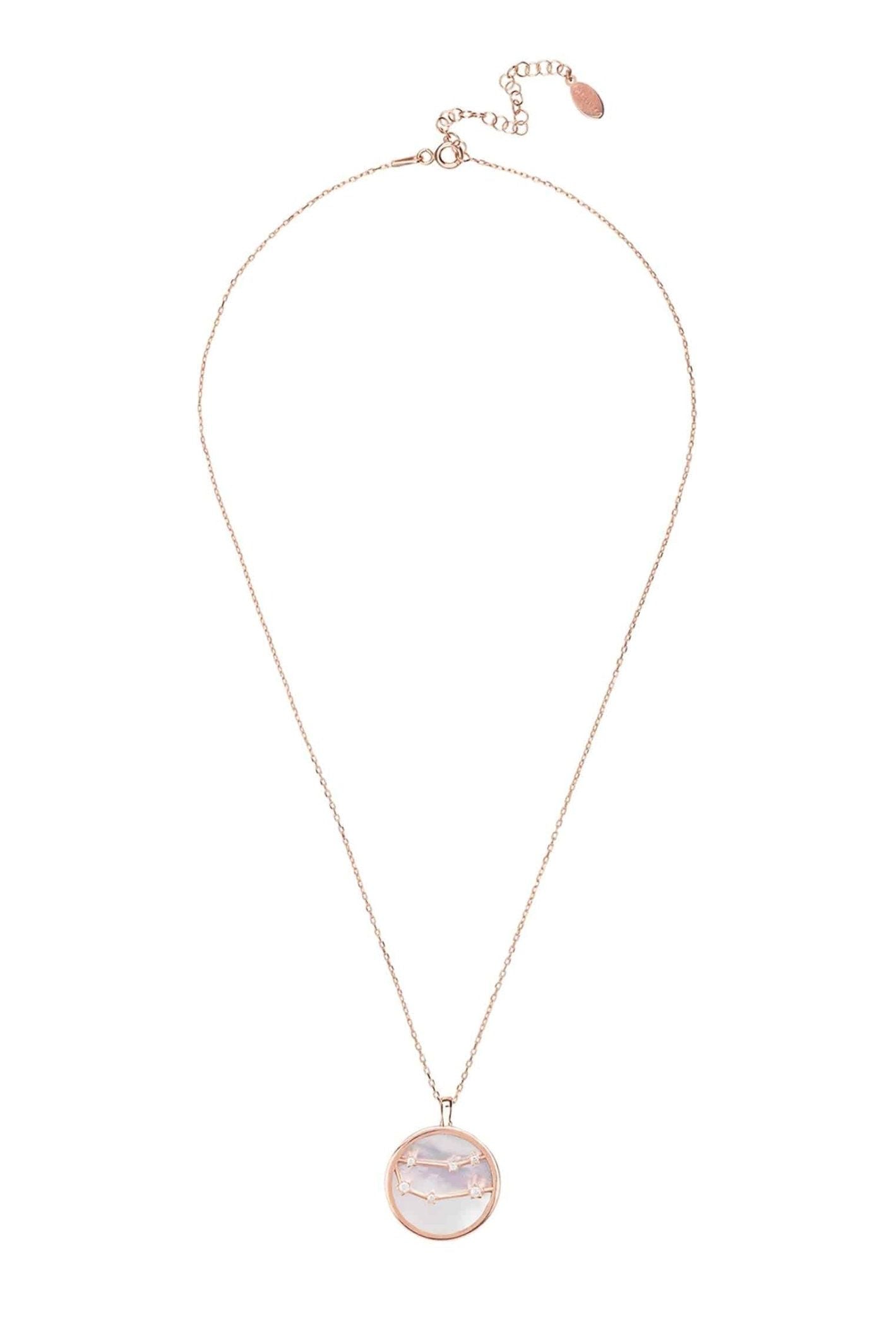 Zodiac Mother Of Pearl Gemstone Star Constellation Pendant Necklace Gemini - LATELITA Necklaces