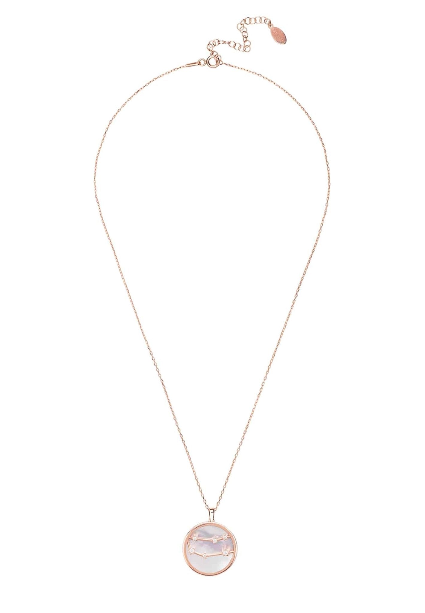 Zodiac Mother Of Pearl Gemstone Star Constellation Pendant Necklace Gemini - LATELITA Necklaces