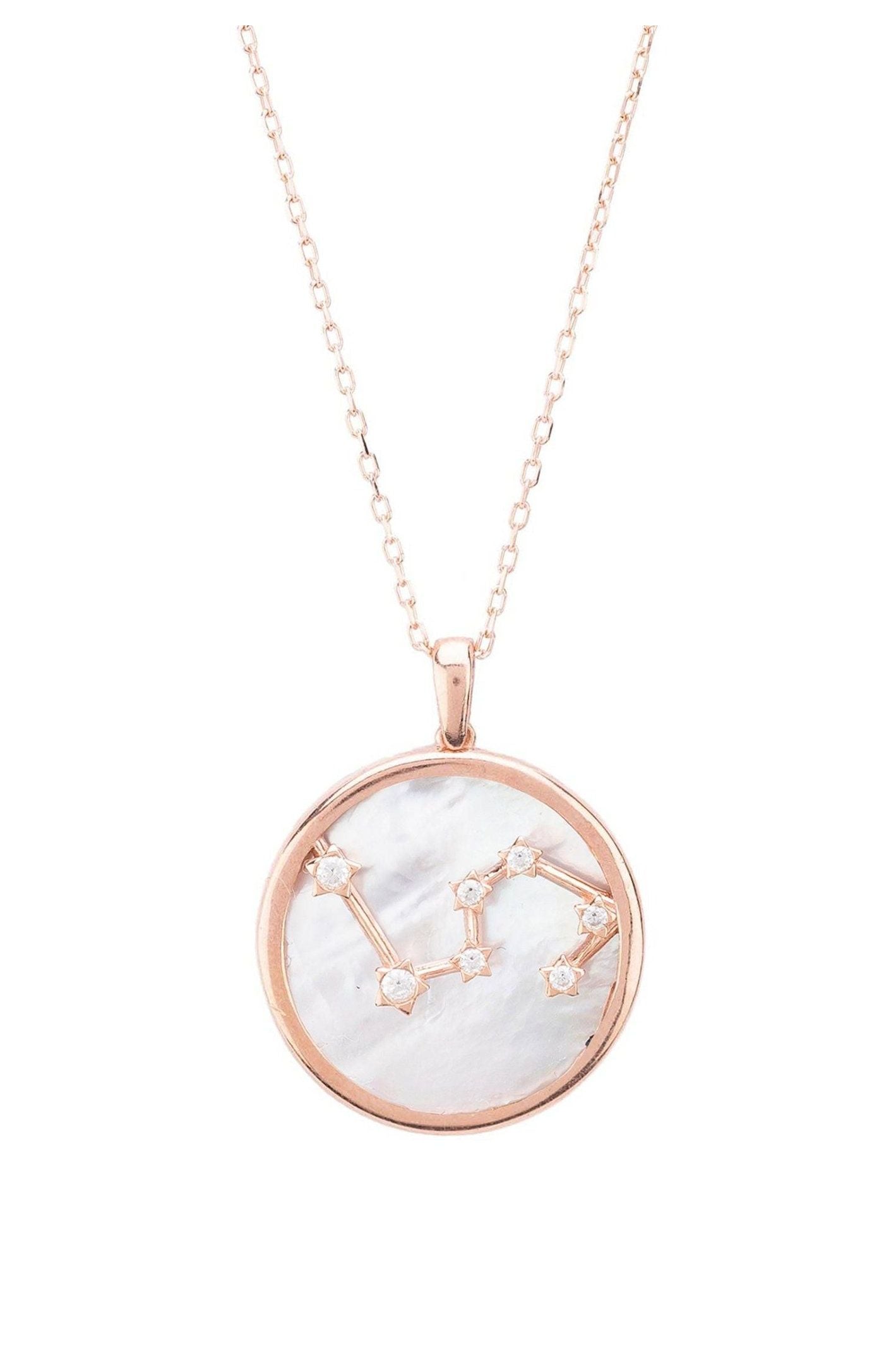 Zodiac Mother Of Pearl Gemstone Star Constellation Pendant Necklace Leo - LATELITA Necklaces