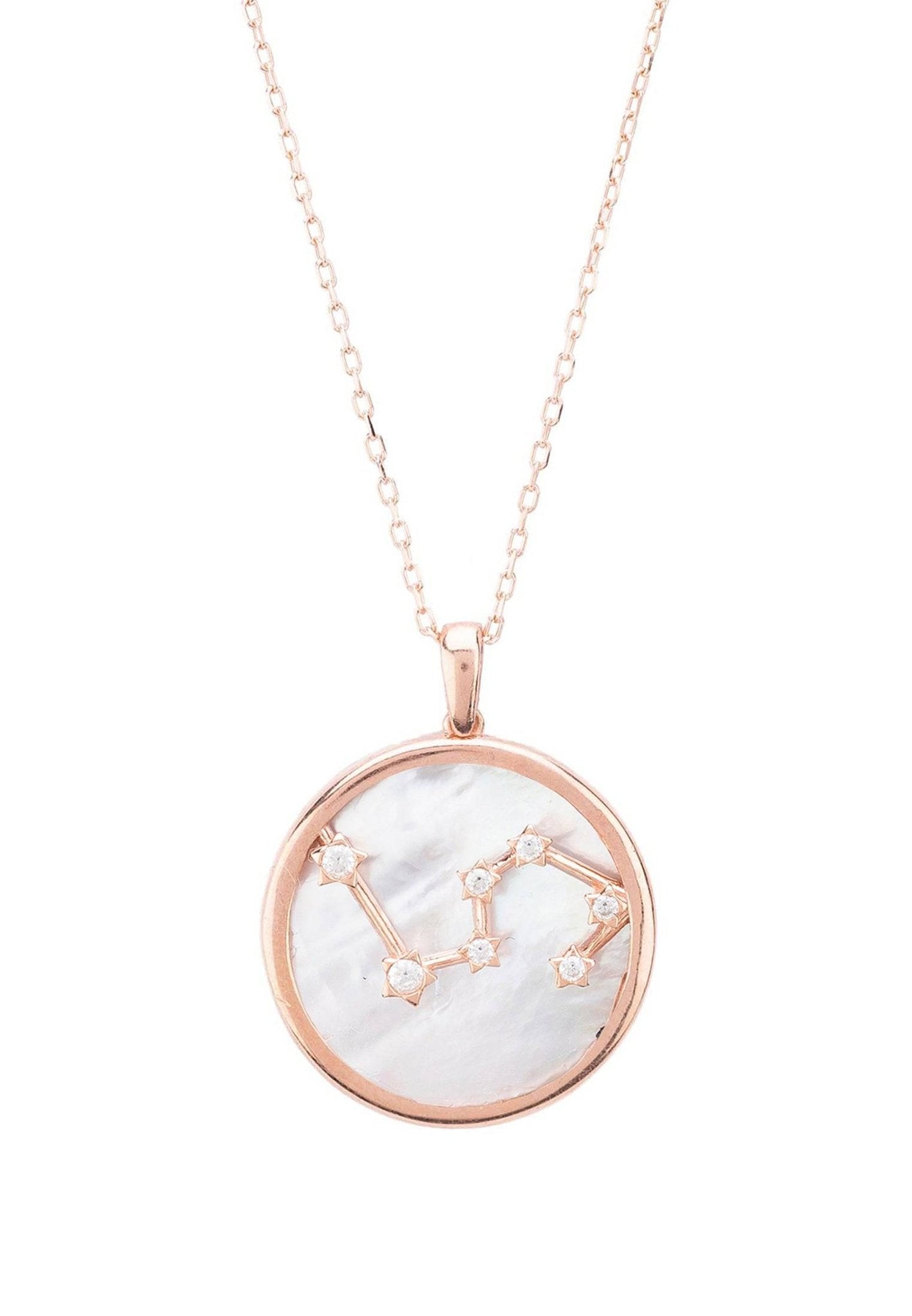 Zodiac Mother Of Pearl Gemstone Star Constellation Pendant Necklace Leo - LATELITA Necklaces