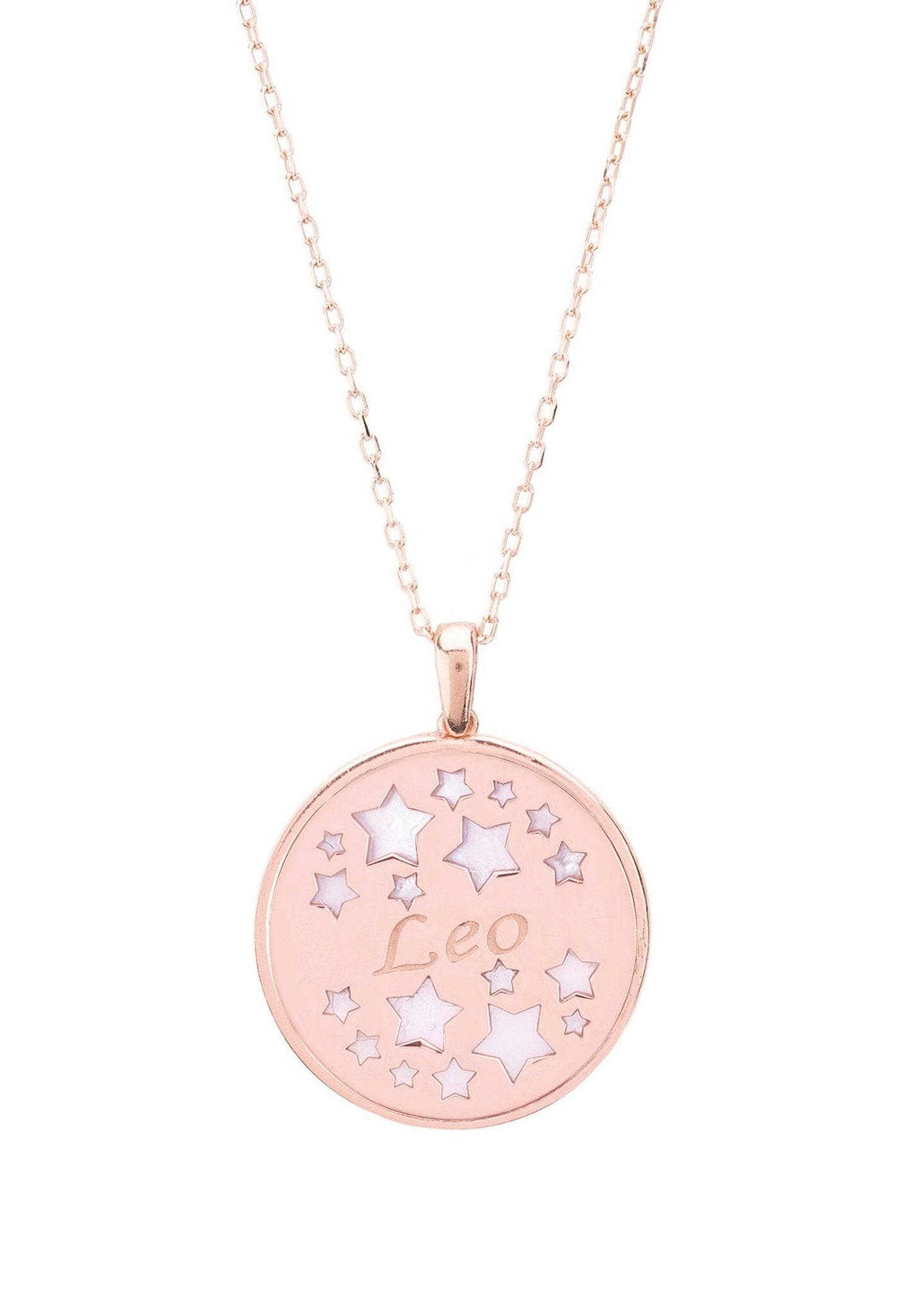 Zodiac Mother Of Pearl Gemstone Star Constellation Pendant Necklace Leo - LATELITA Necklaces