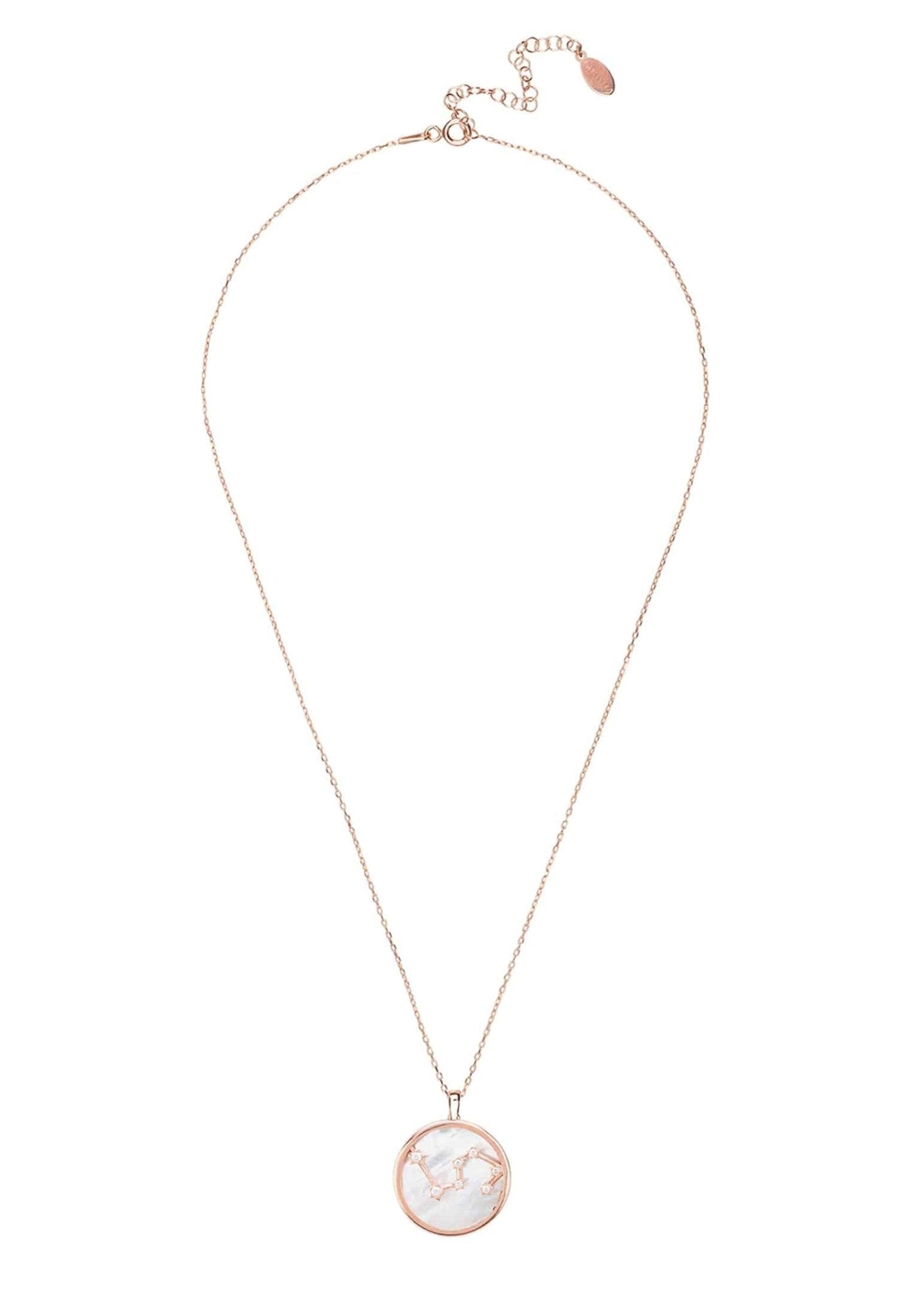 Zodiac Mother Of Pearl Gemstone Star Constellation Pendant Necklace Leo - LATELITA Necklaces