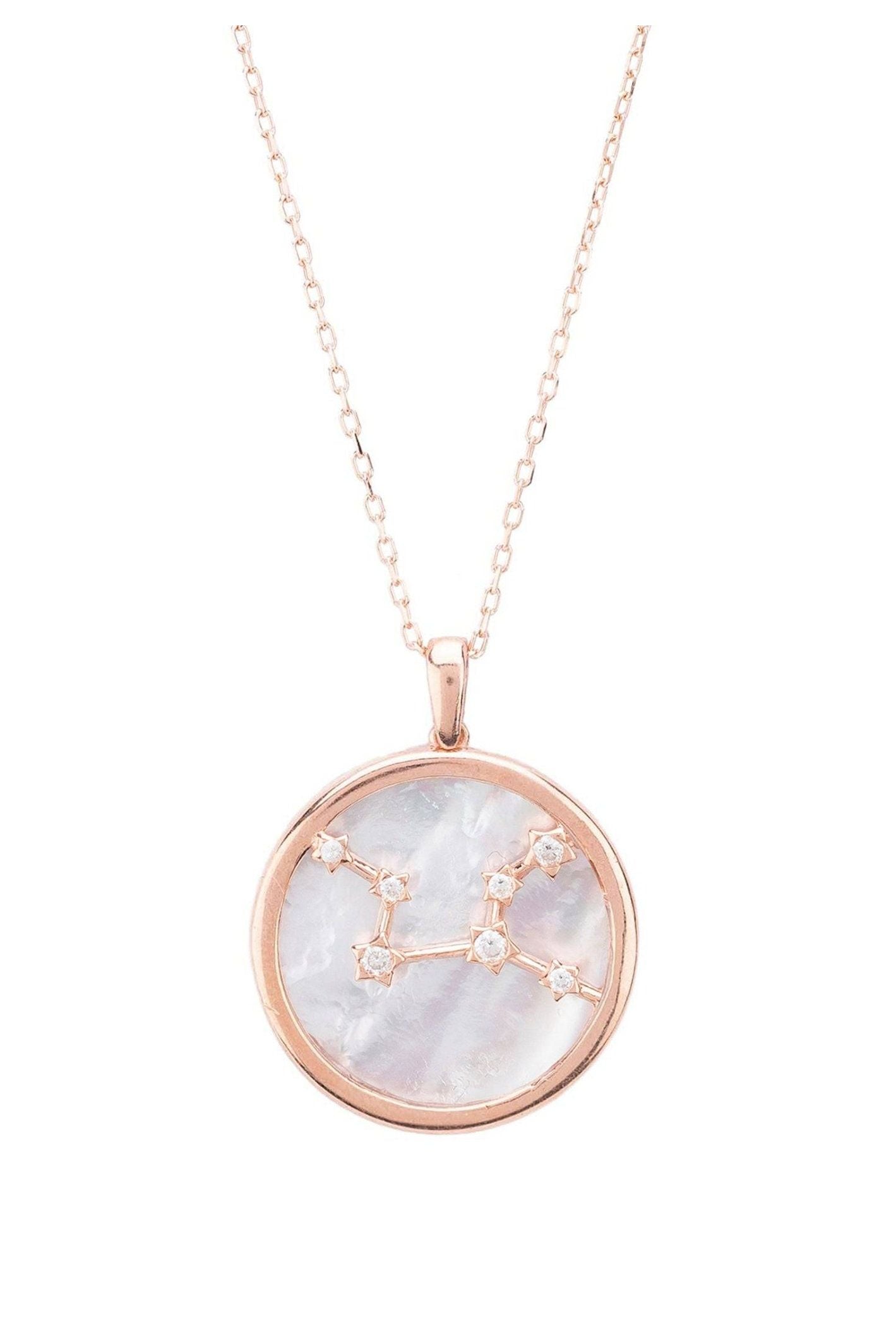 Zodiac Mother Of Pearl Gemstone Star Constellation Pendant Necklace Virgo - LATELITA Necklaces