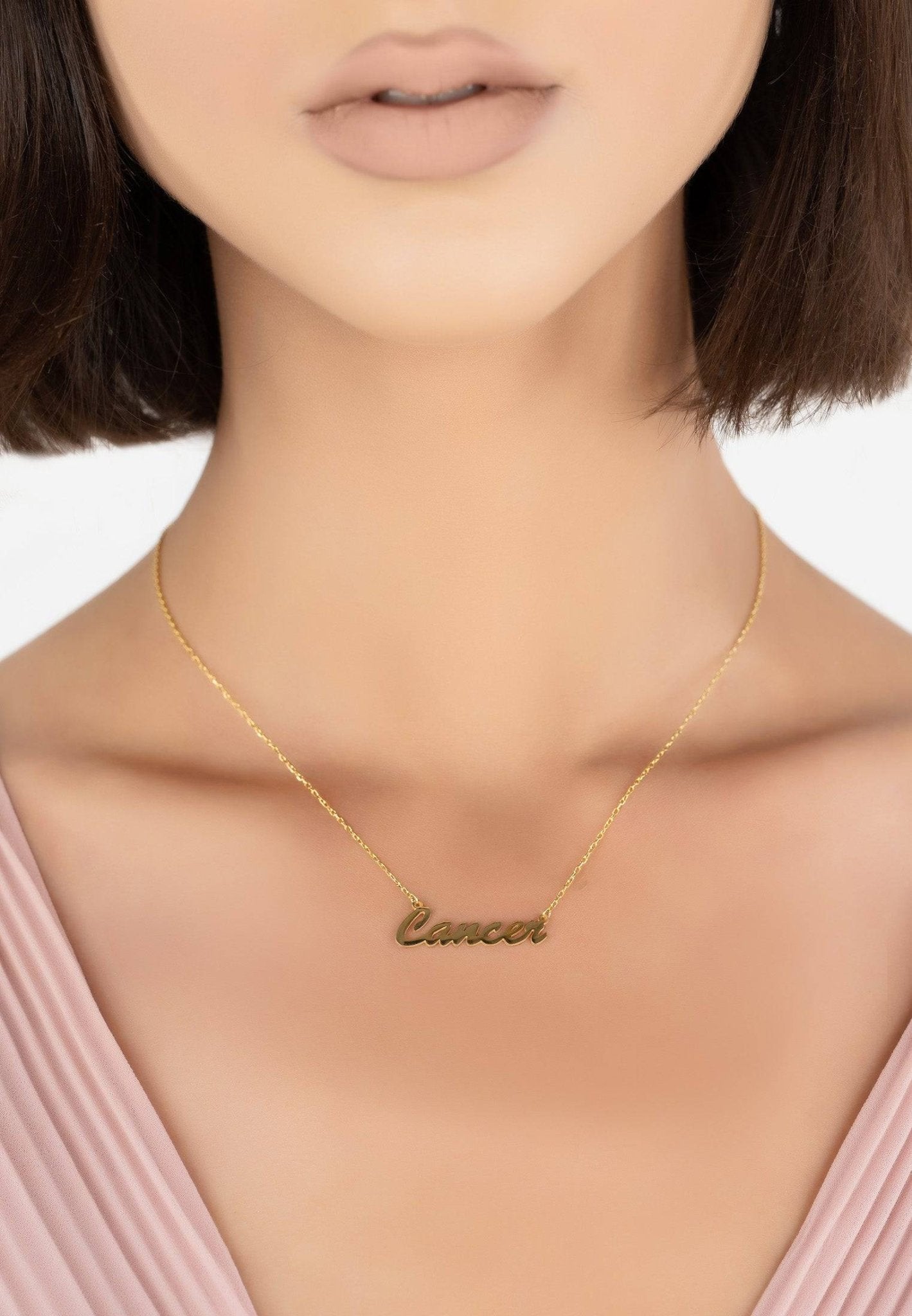 Zodiac Star Sign Name Necklace Gold Cancer - LATELITA Necklaces