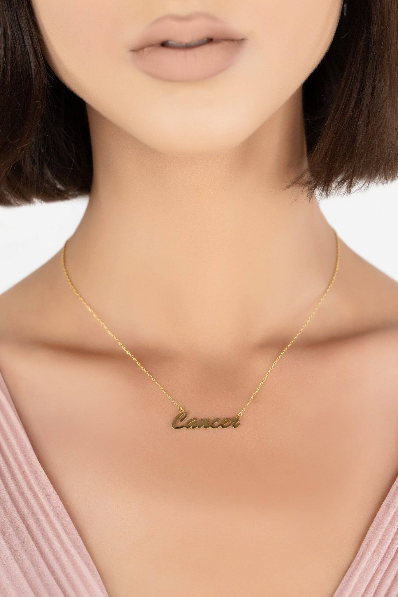Zodiac Star Sign Name Necklace Gold Cancer - LATELITA Necklaces