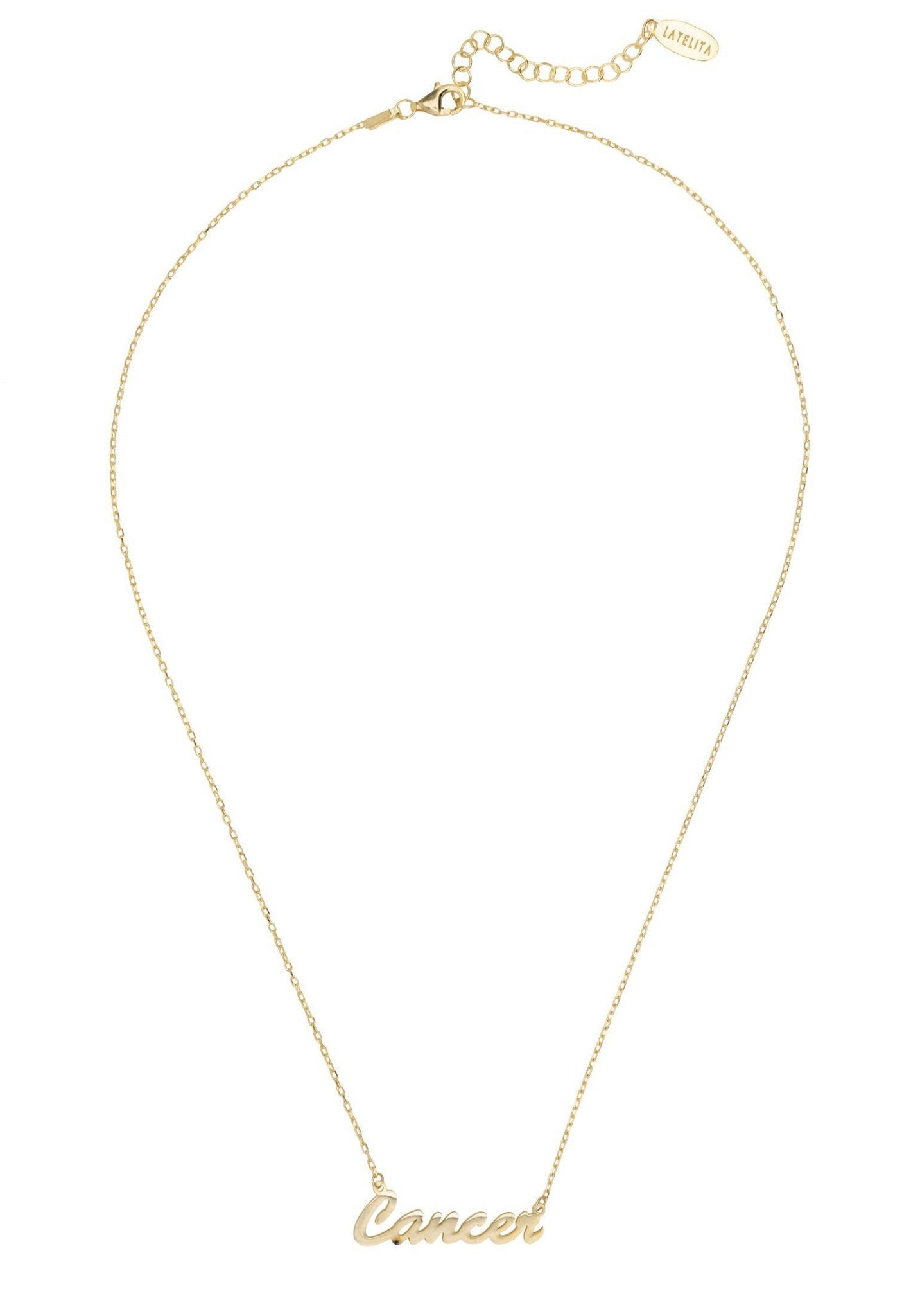 Zodiac Star Sign Name Necklace Gold Cancer - LATELITA Necklaces