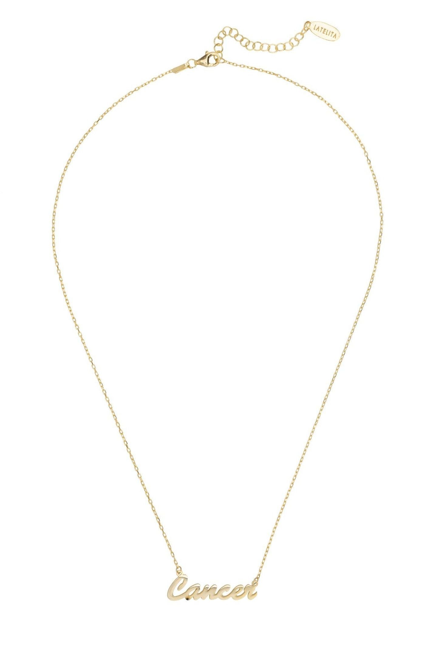 Zodiac Star Sign Name Necklace Gold Cancer - LATELITA Necklaces