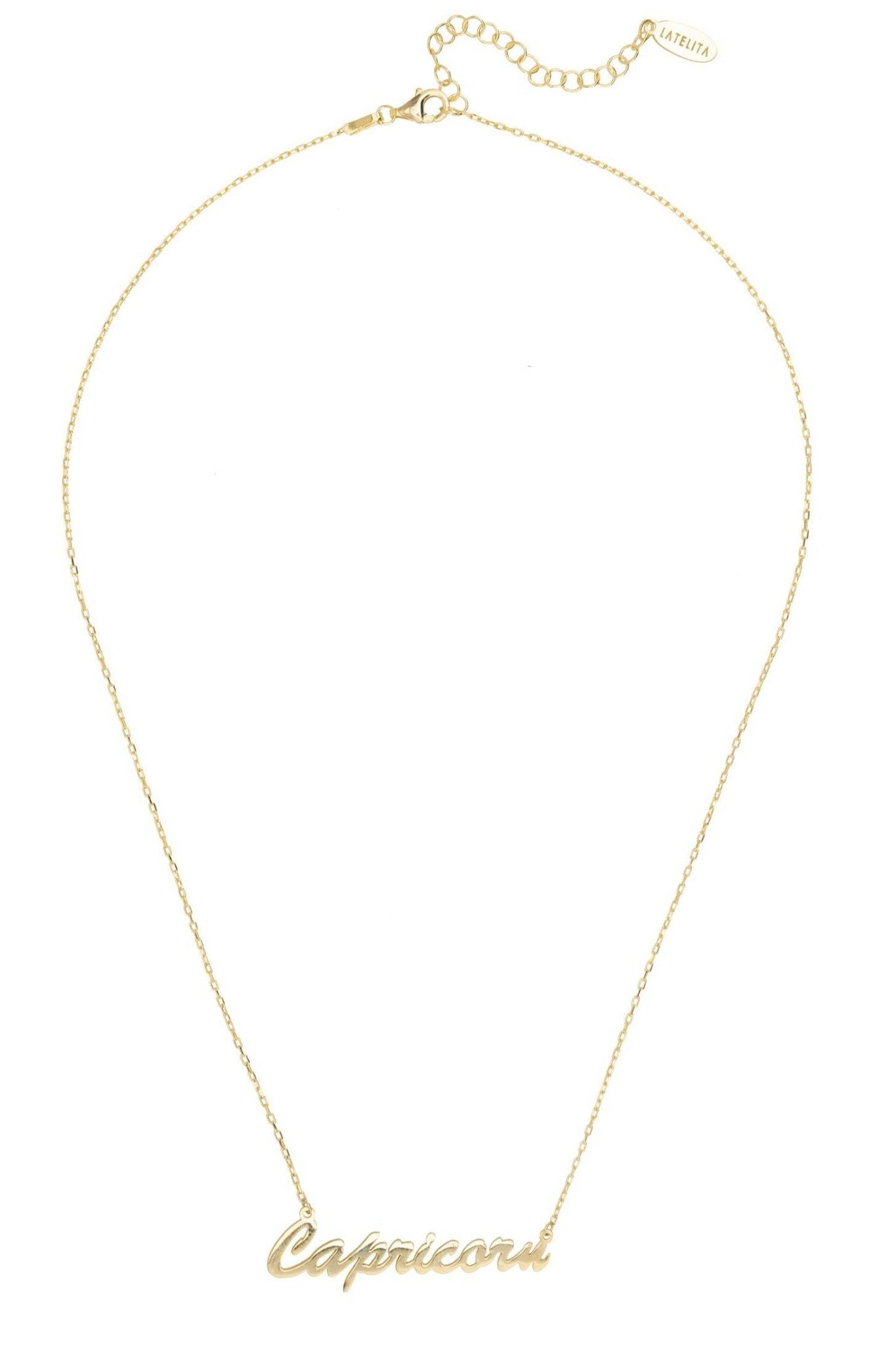 Zodiac Star Sign Name Necklace Gold Capricorn - LATELITA Necklaces