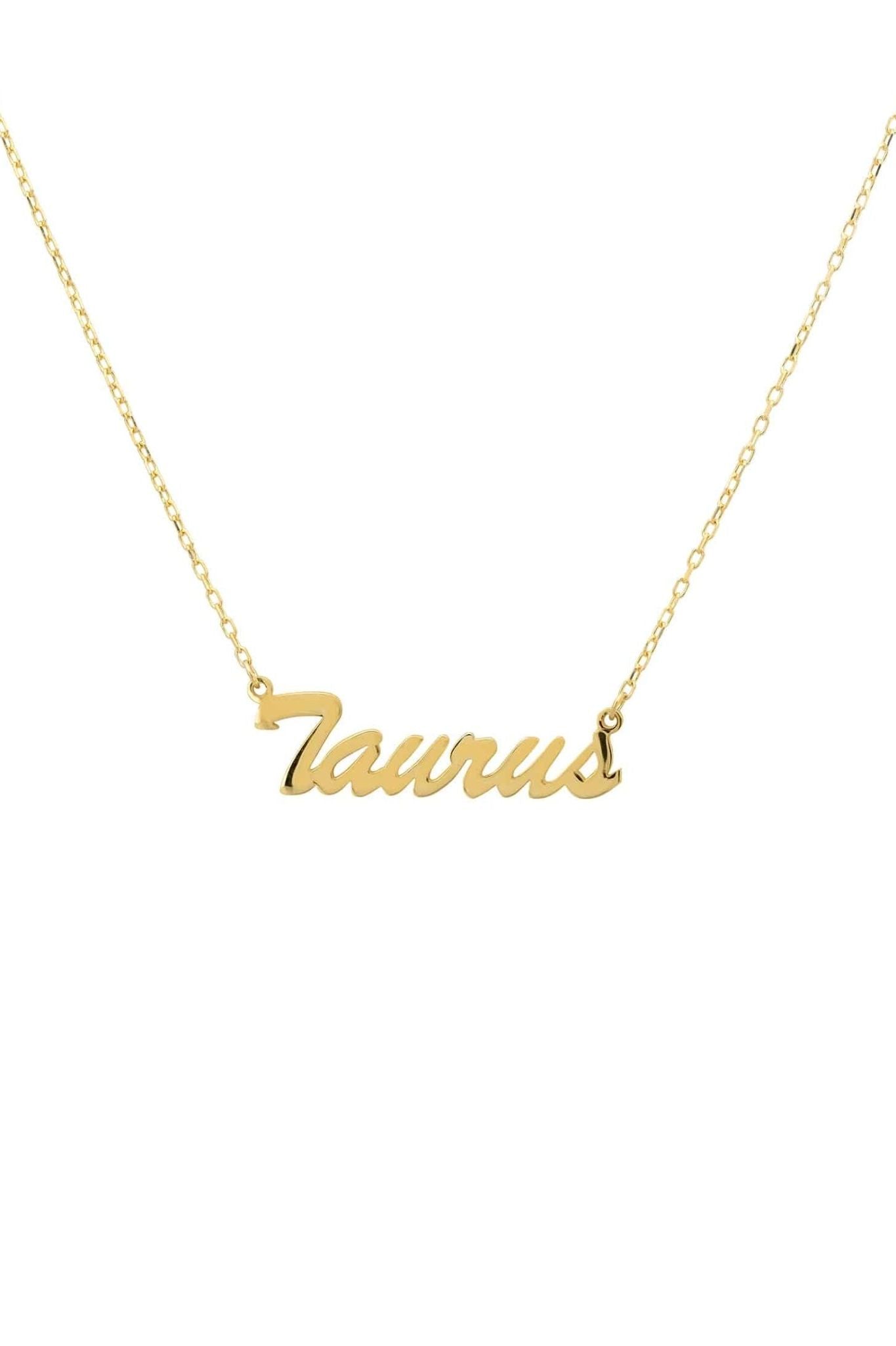 Zodiac Star Sign Name Necklace Gold Taurus - LATELITA Necklaces