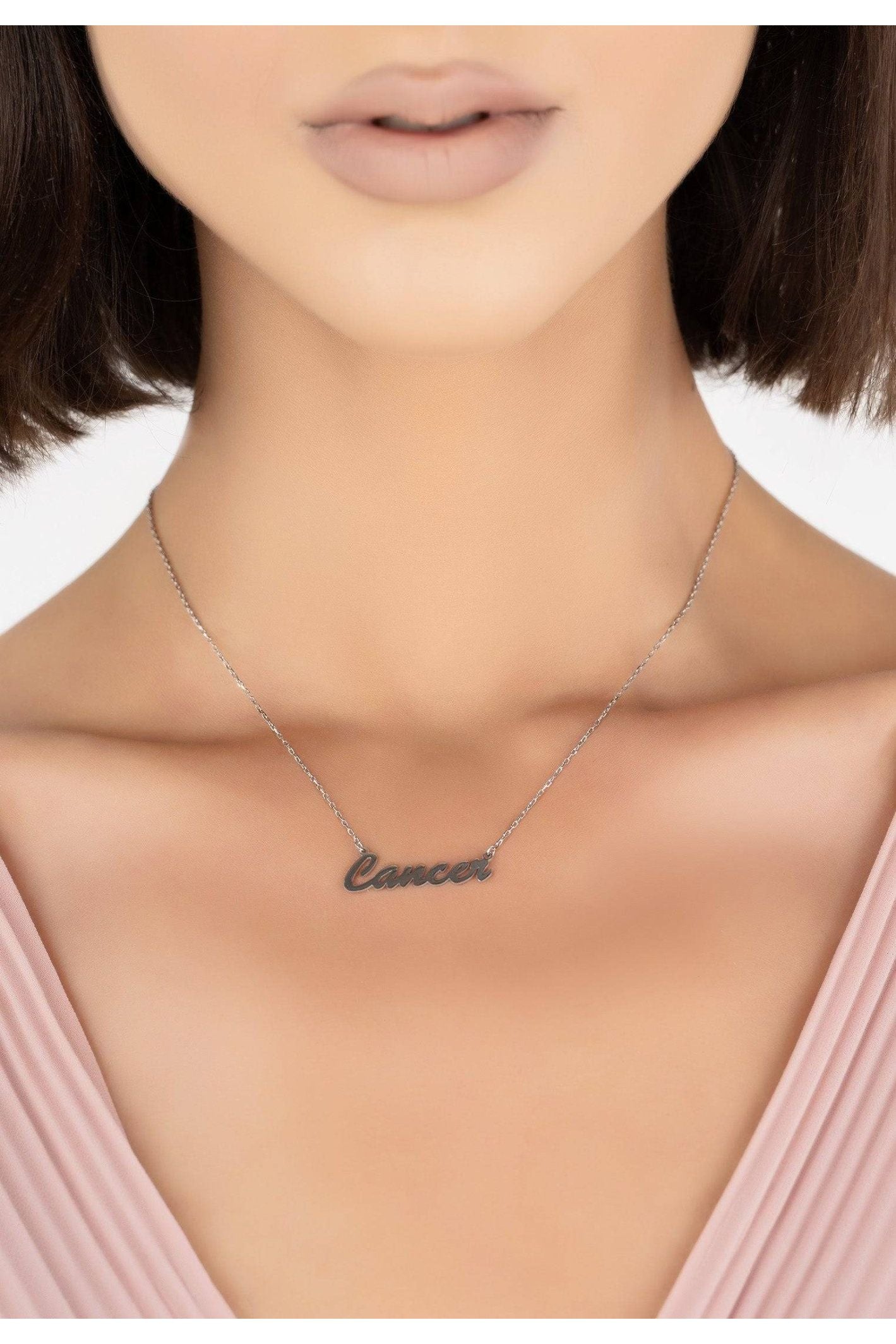 Zodiac Star Sign Name Necklace Silver Cancer - LATELITA Necklaces