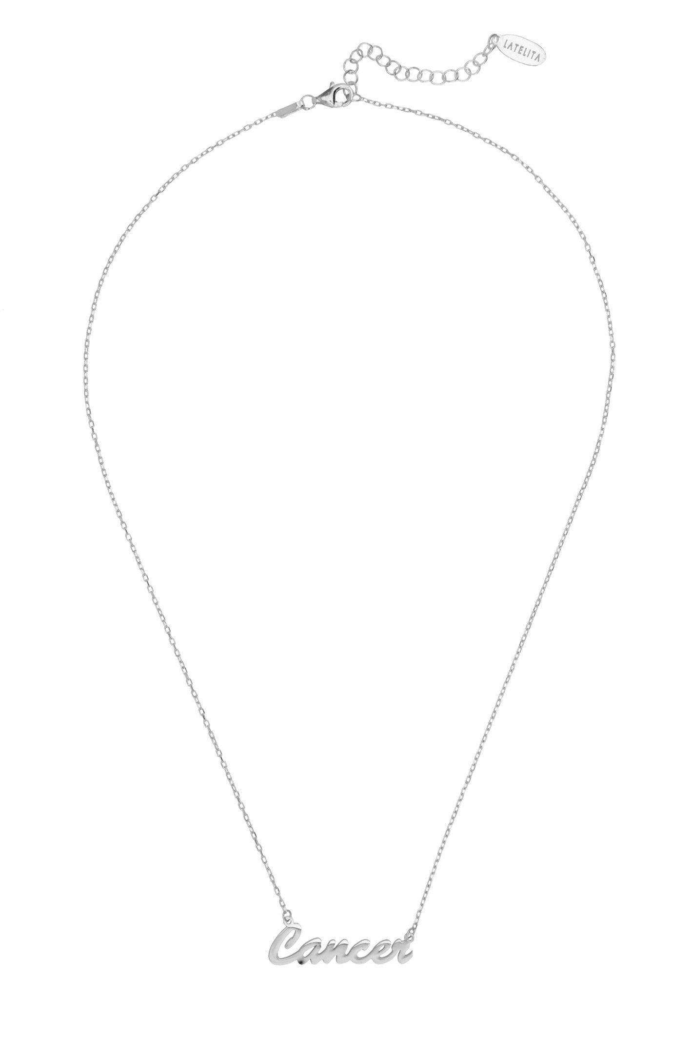 Zodiac Star Sign Name Necklace Silver Cancer - LATELITA Necklaces