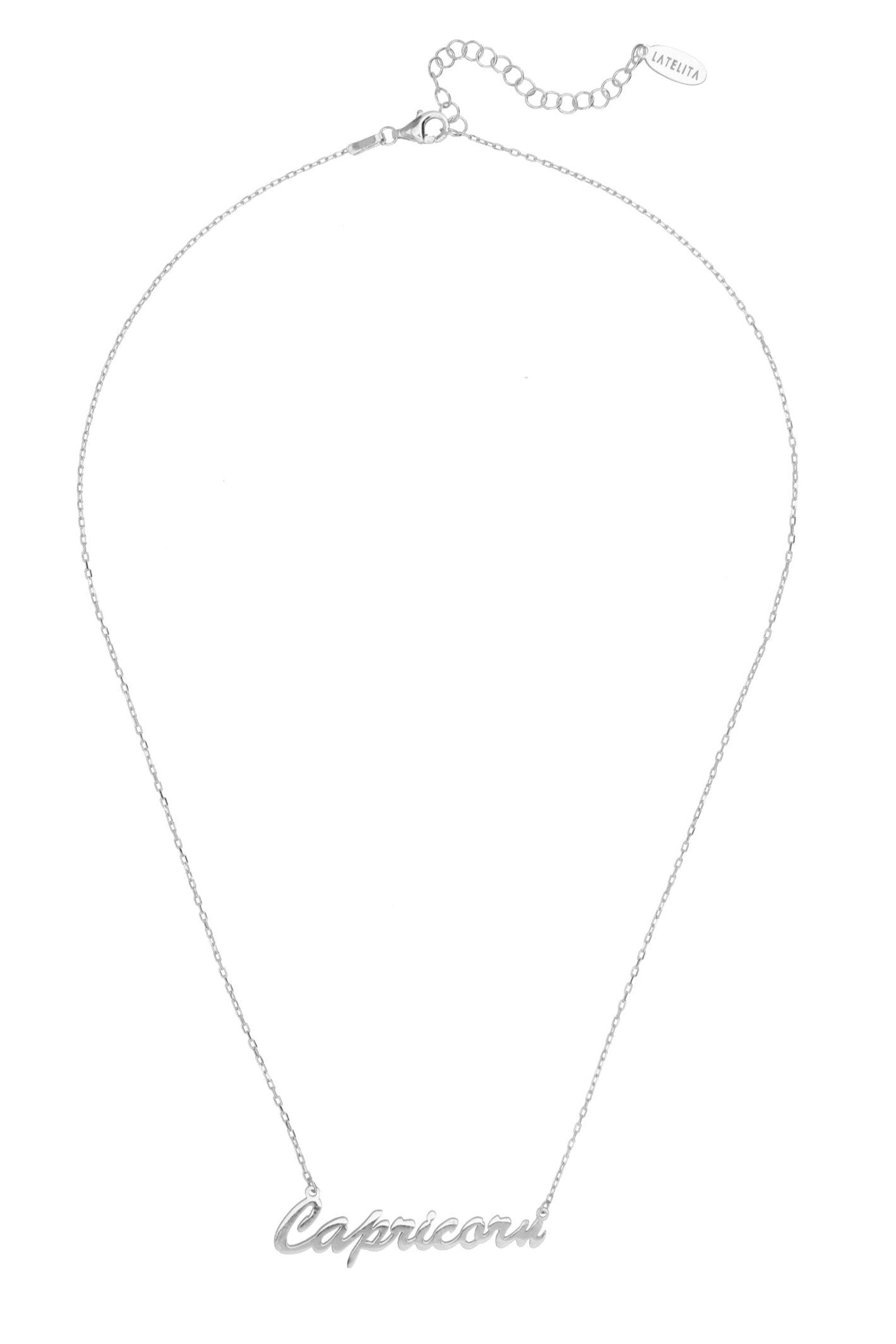 Zodiac Star Sign Name Necklace Silver Capricorn - LATELITA Necklaces
