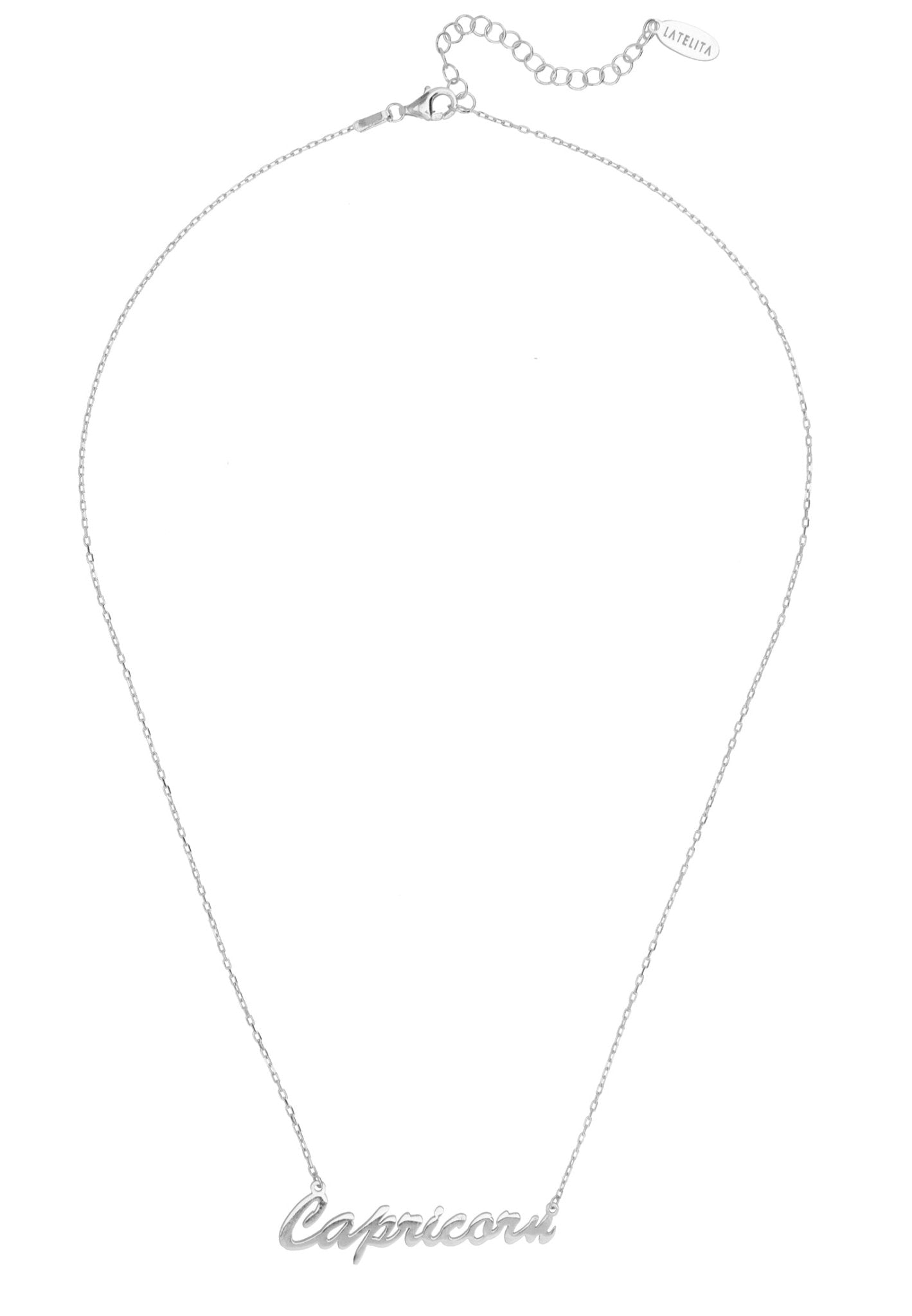 Zodiac Star Sign Name Necklace Silver Capricorn - LATELITA Necklaces