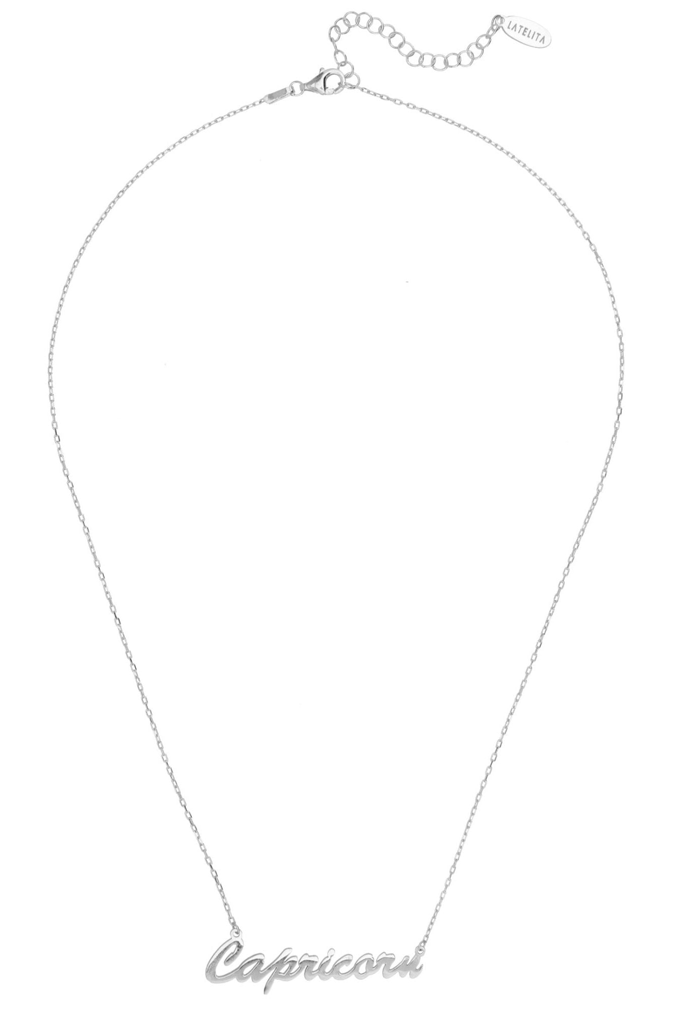 Zodiac Star Sign Name Necklace Silver Capricorn - LATELITA Necklaces