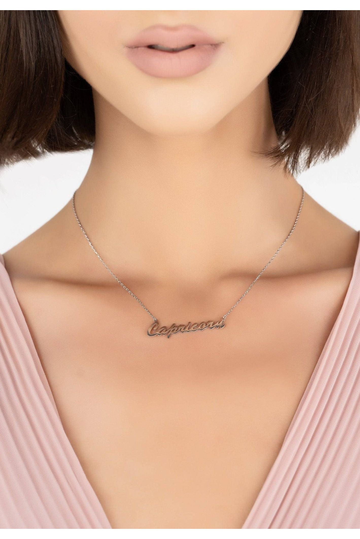 Zodiac Star Sign Name Necklace Silver Capricorn - LATELITA Necklaces