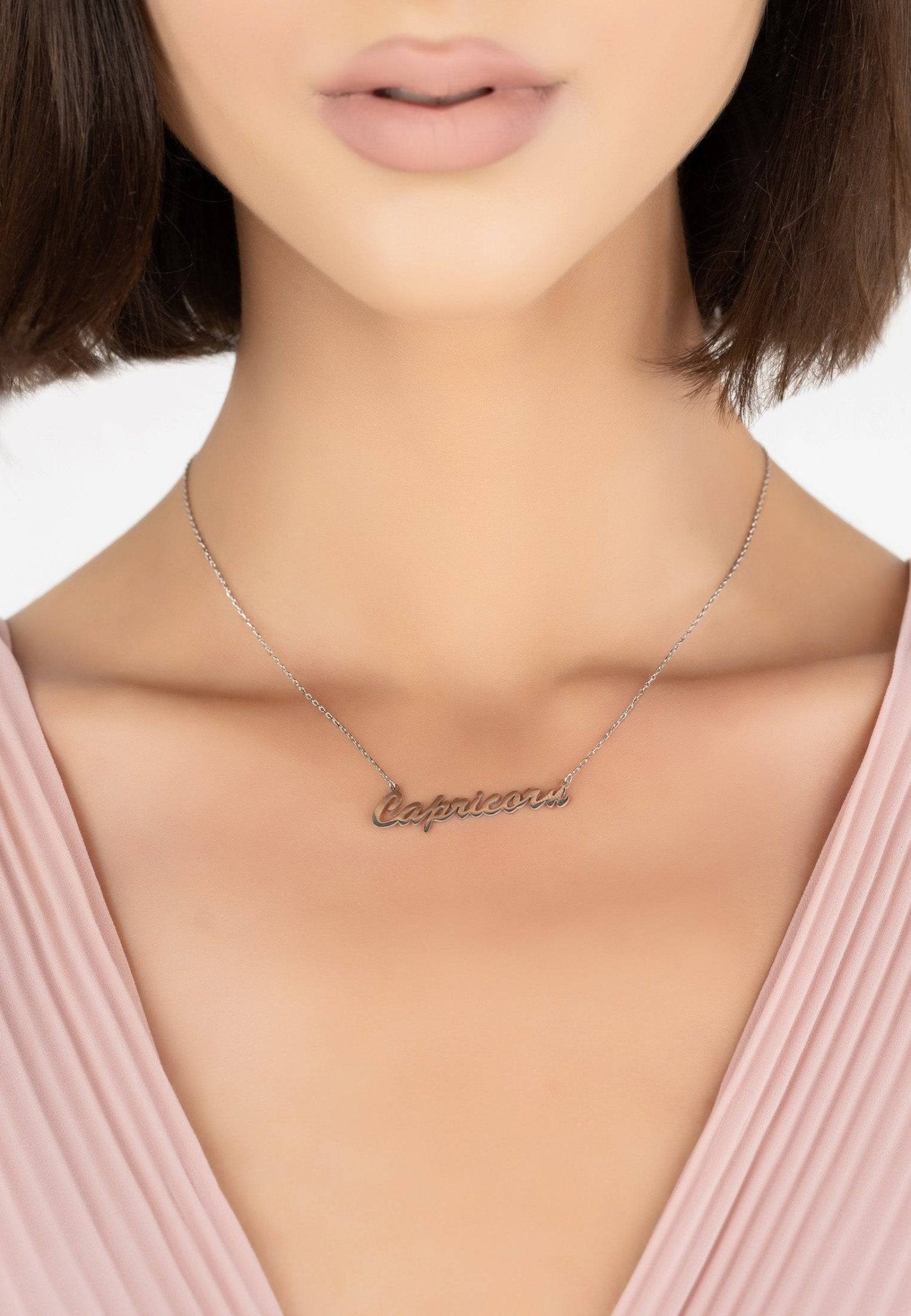 Zodiac Star Sign Name Necklace Silver Capricorn - LATELITA Necklaces