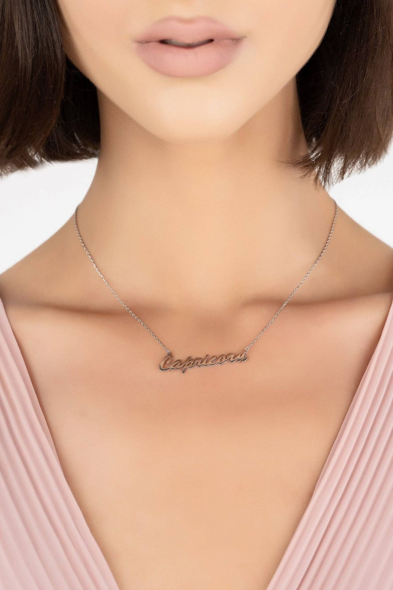 Zodiac Star Sign Name Necklace Silver Capricorn - LATELITA Necklaces