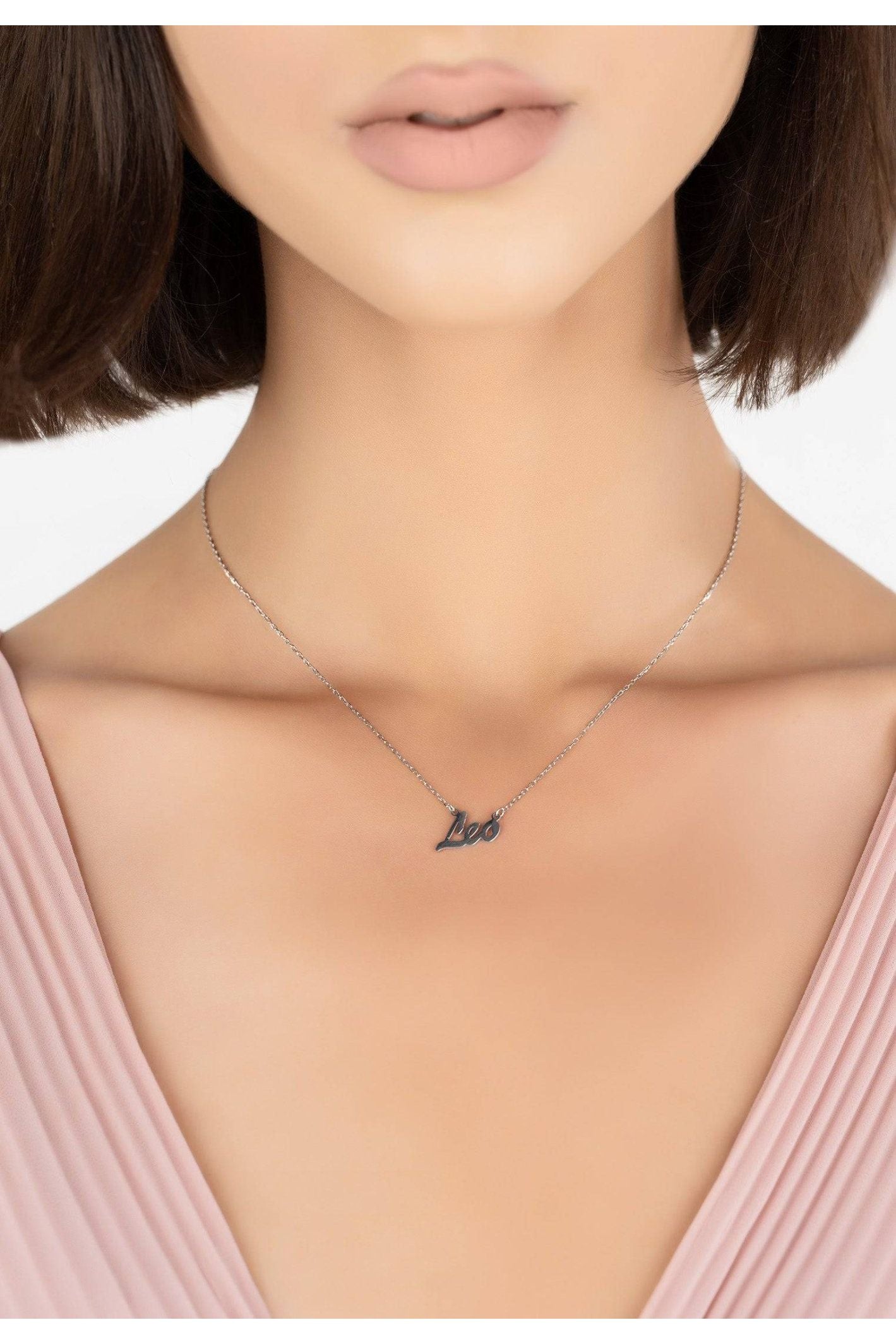 Zodiac Star Sign Name Necklace Silver Leo - LATELITA Necklaces