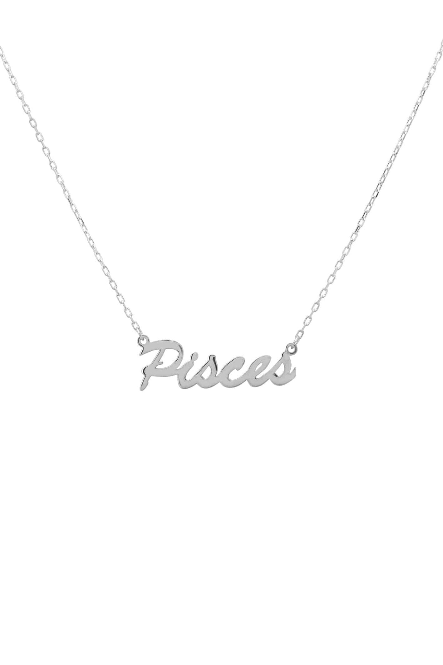 Zodiac Star Sign Name Necklace Silver Pisces - LATELITA Necklaces