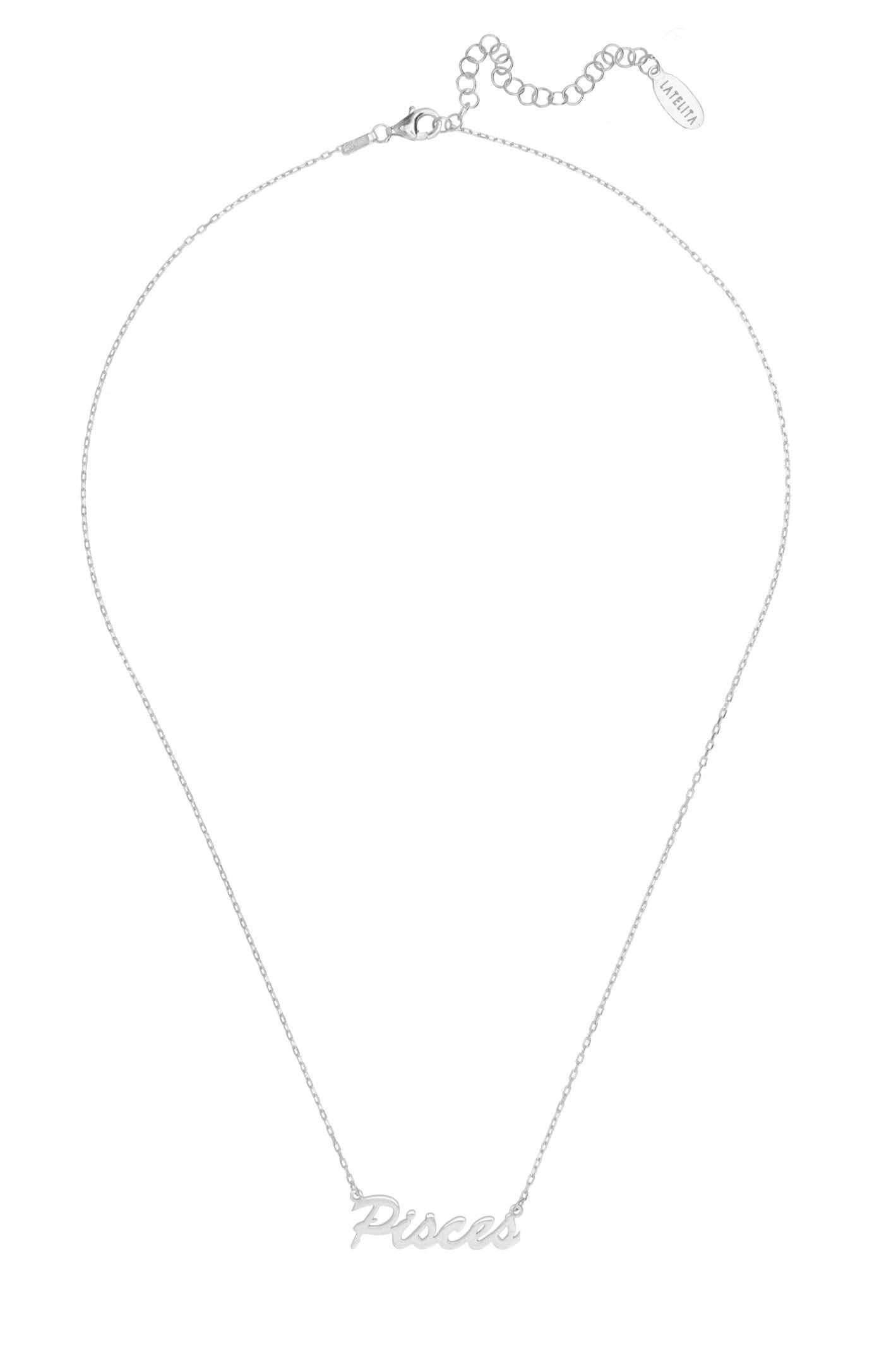 Zodiac Star Sign Name Necklace Silver Pisces - LATELITA Necklaces