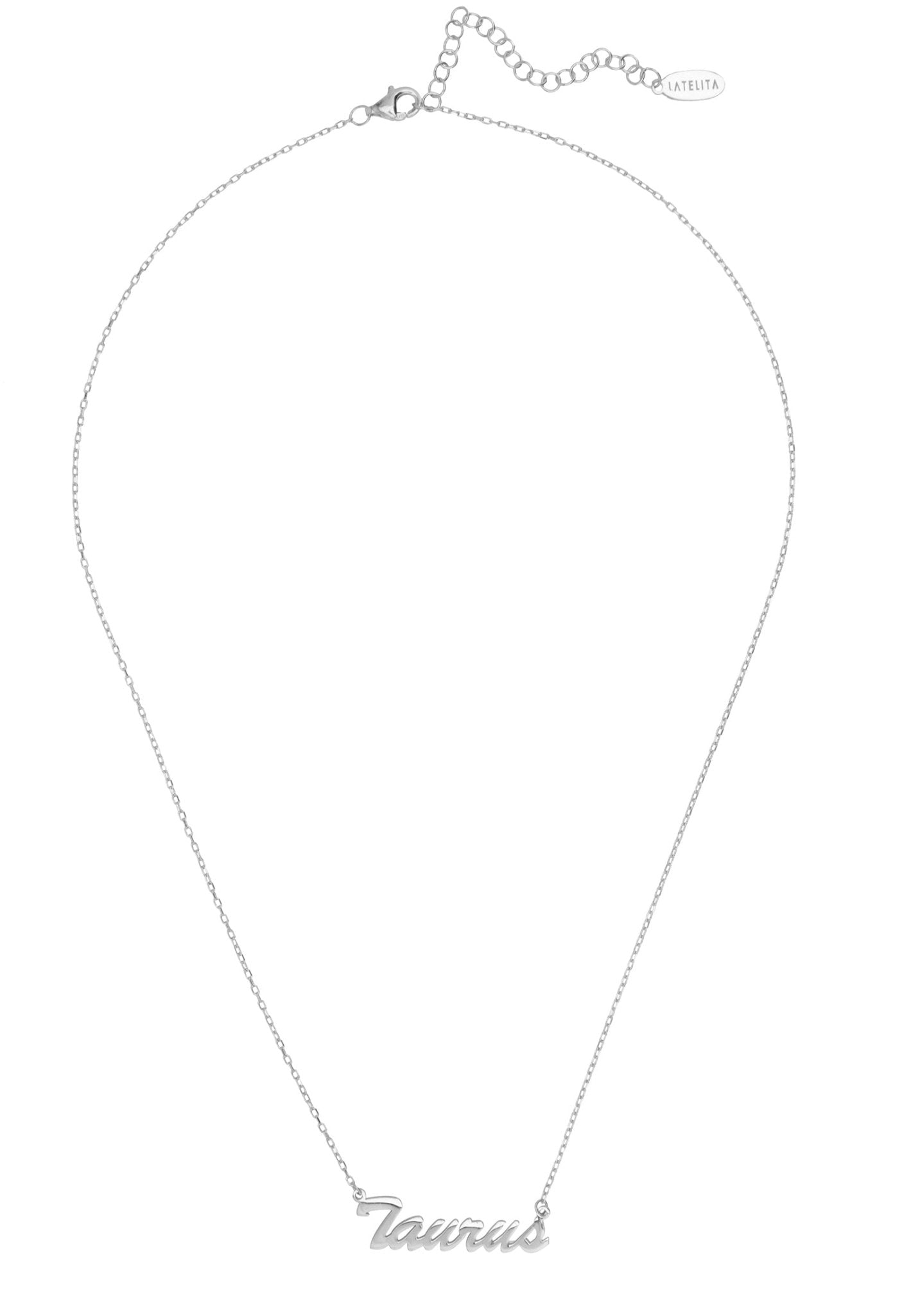 Zodiac Star Sign Name Necklace Silver Taurus - LATELITA Necklaces
