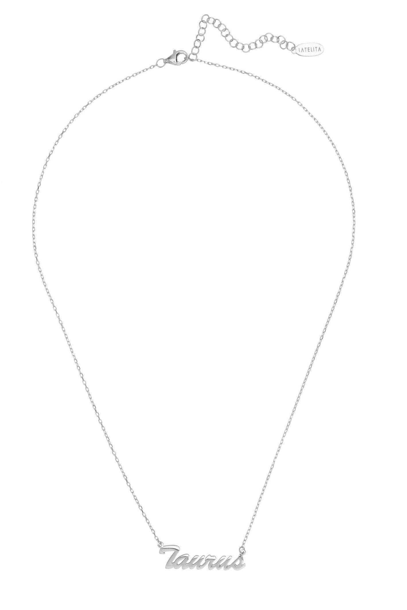 Zodiac Star Sign Name Necklace Silver Taurus - LATELITA Necklaces