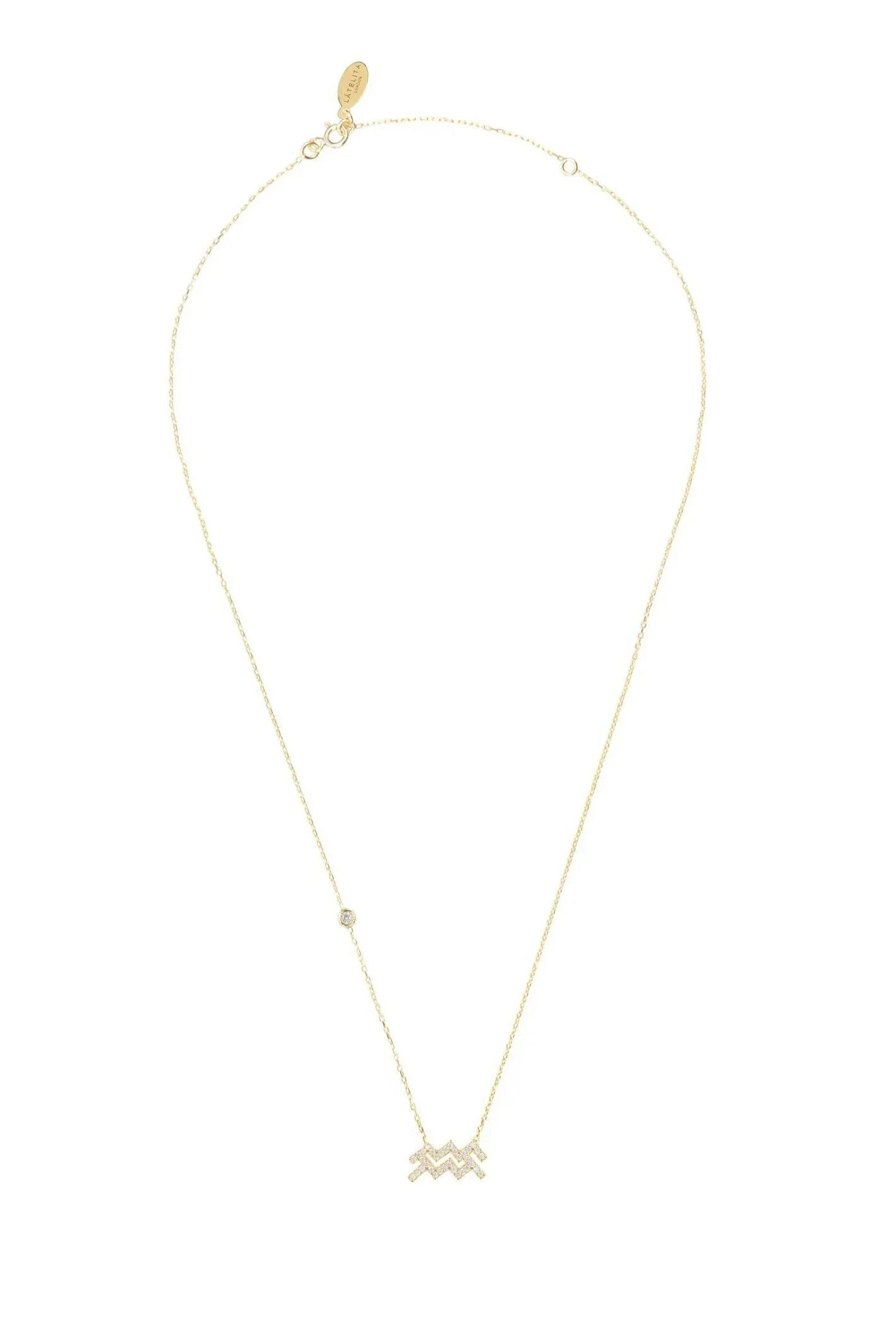 Zodiac Star Sign Pendant Necklace Gold Aquarius - LATELITA Necklaces