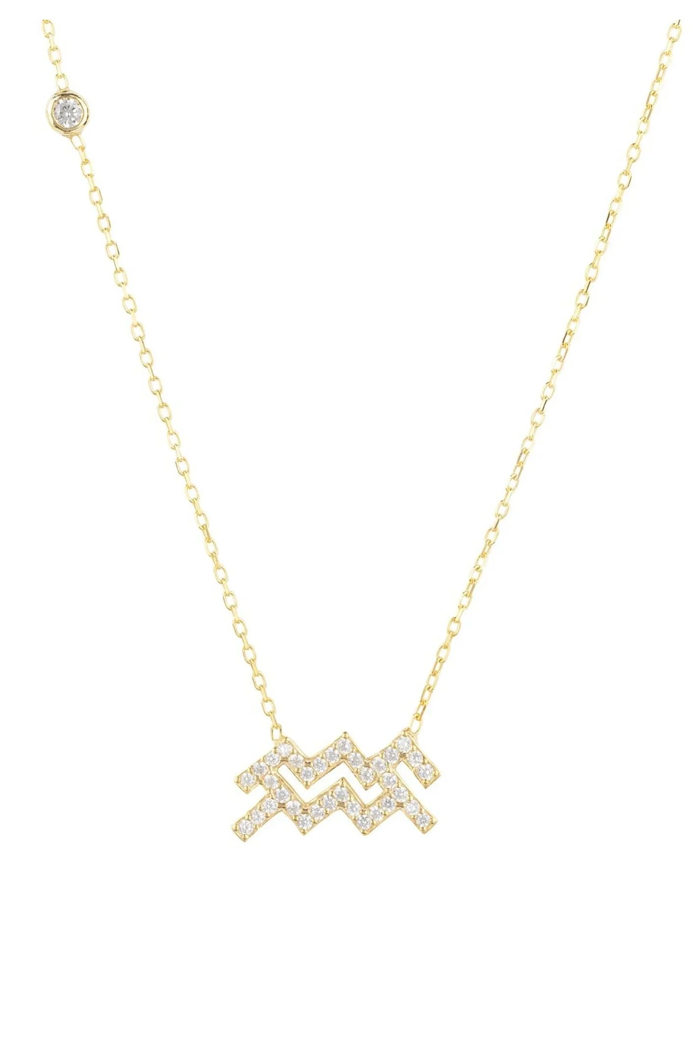 Zodiac Star Sign Pendant Necklace Gold Aquarius - LATELITA Necklaces