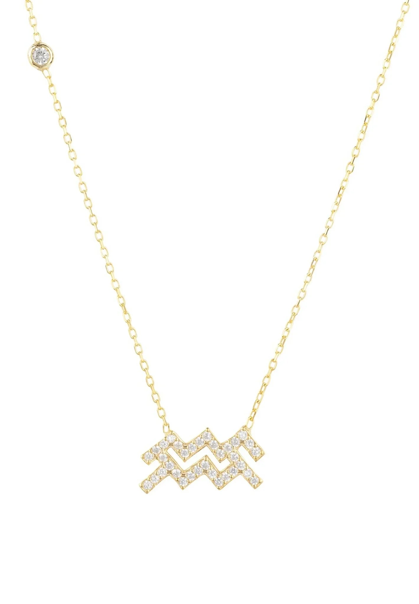 Zodiac Star Sign Pendant Necklace Gold Aquarius - LATELITA Necklaces