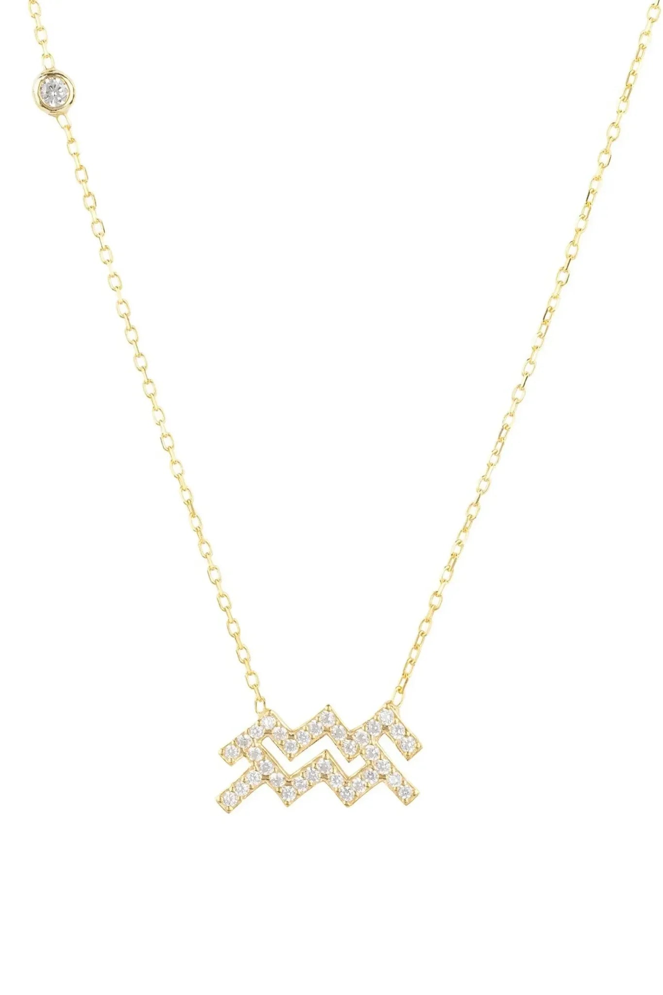 Zodiac Star Sign Pendant Necklace Gold Aquarius - LATELITA Necklaces