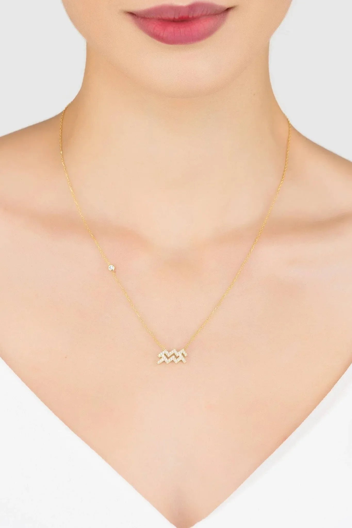 Zodiac Star Sign Pendant Necklace Gold Aquarius - LATELITA Necklaces