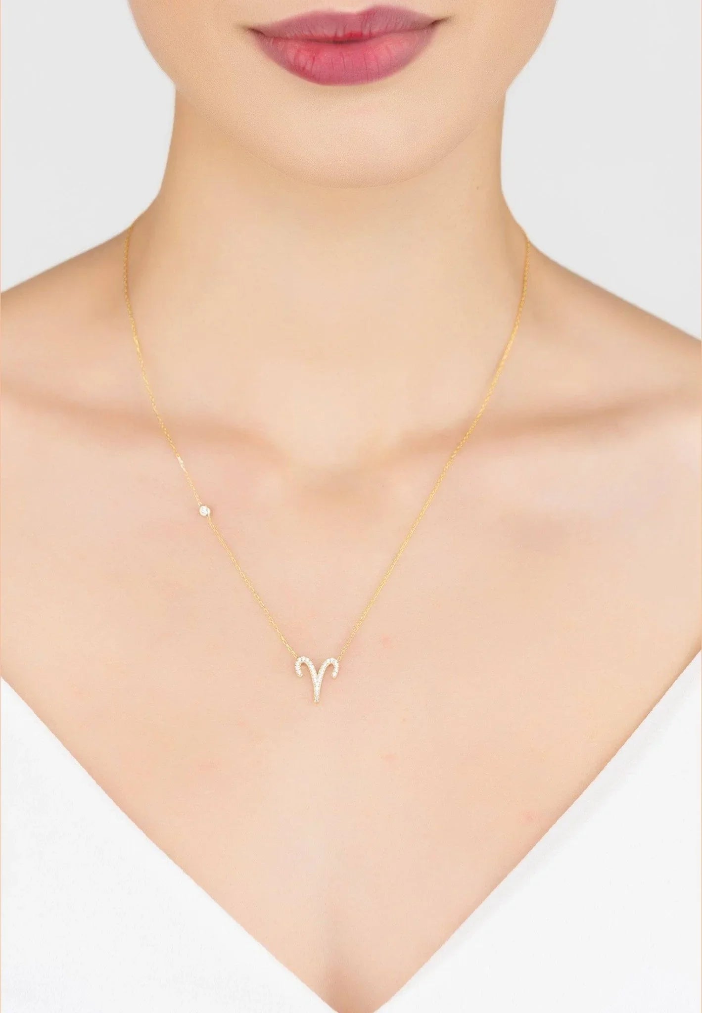 Zodiac Star Sign Pendant Necklace Gold Aries - LATELITA Necklaces
