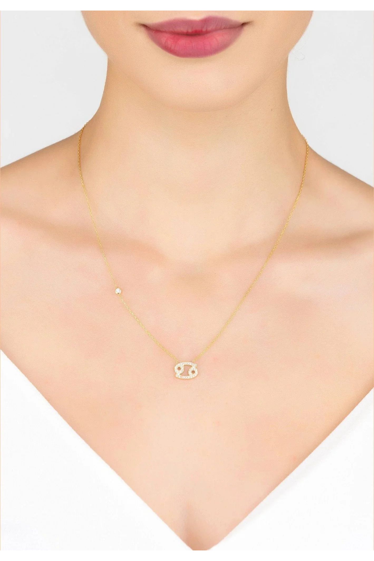 Zodiac Star Sign Pendant Necklace Gold Cancer - LATELITA Necklaces