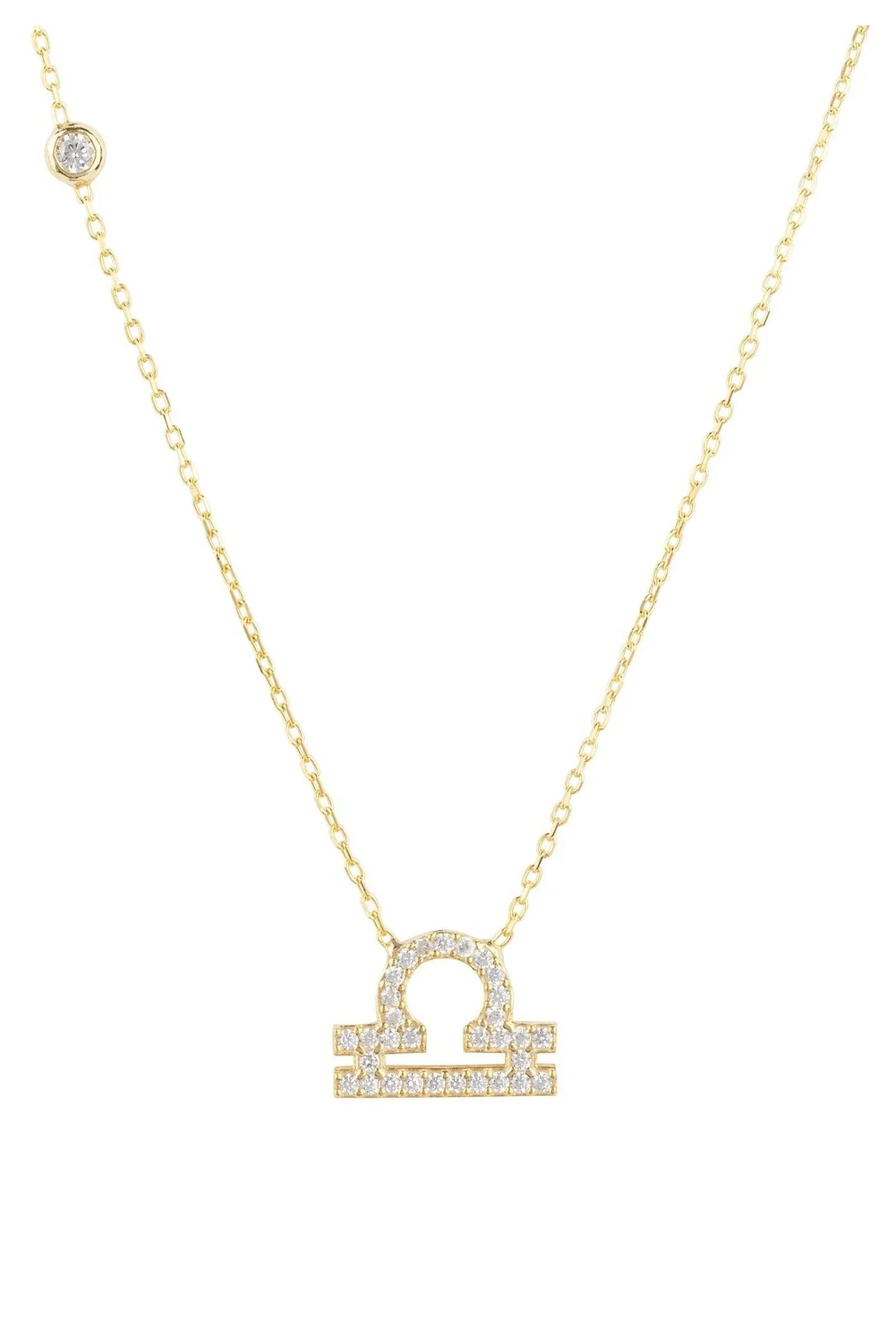 Zodiac Star Sign Pendant Necklace Gold Libra - LATELITA Necklaces