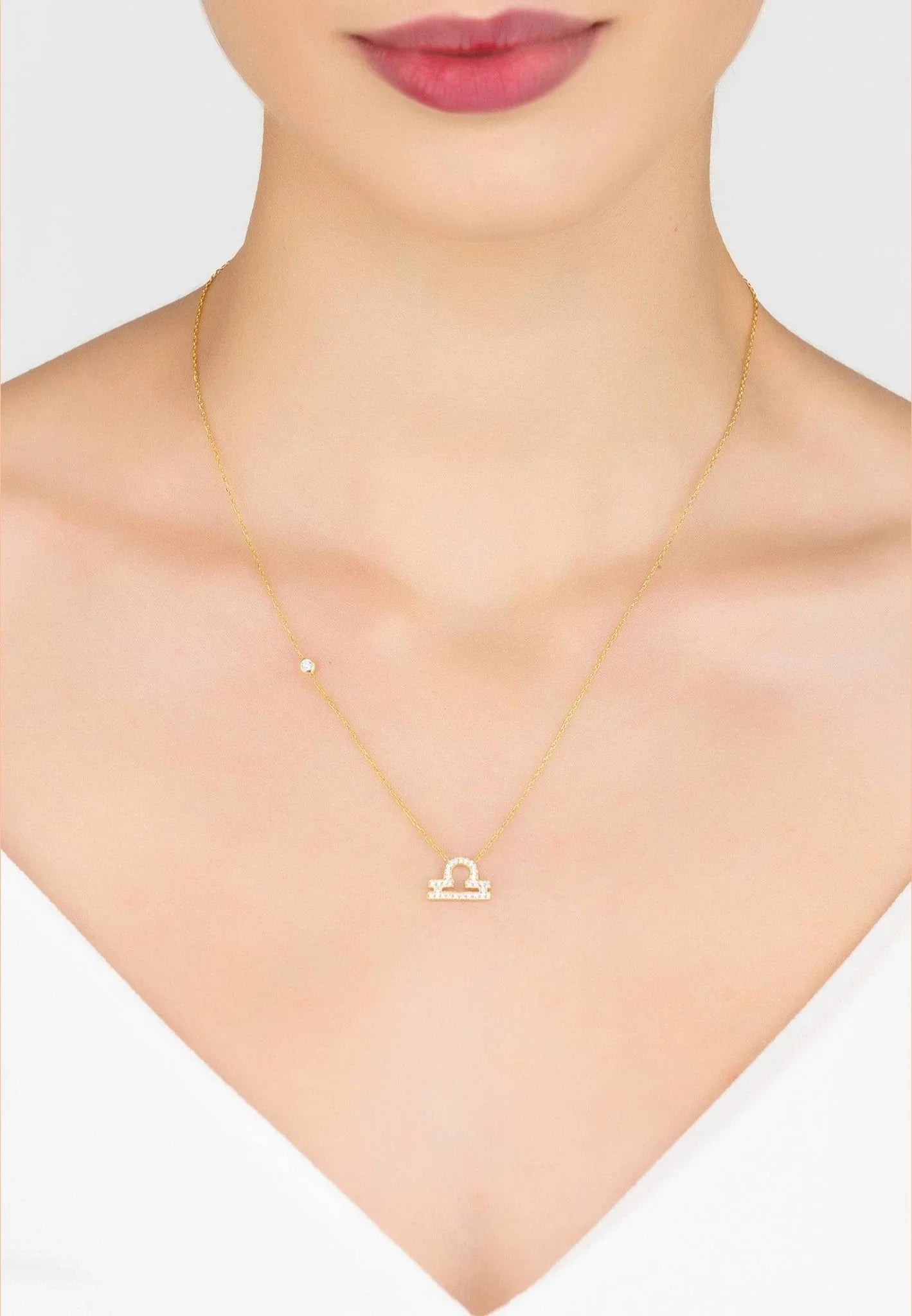 Zodiac Star Sign Pendant Necklace Gold Libra - LATELITA Necklaces